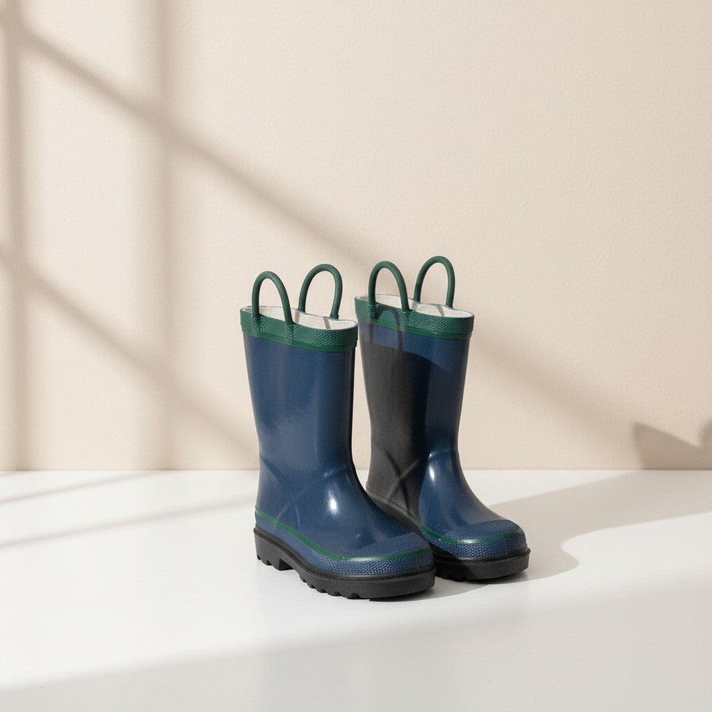 Bottes de pluie Frippindealz Western Chief en caoutchouc marine avec poignées et semelle crantée pour enfant
