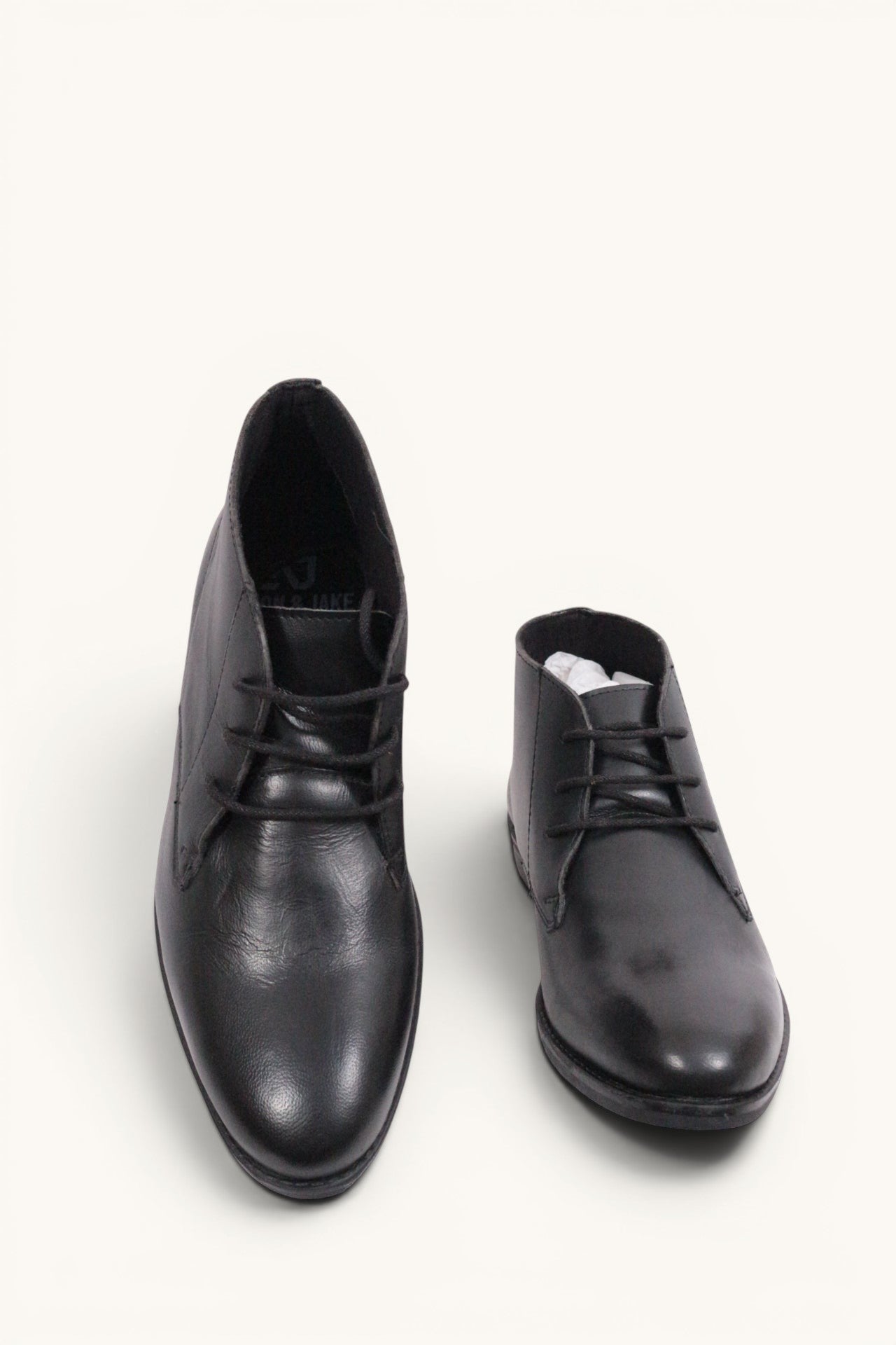 Frippindealz Bottines Derby montantes en cuir noir pour homme, fermeture à lacets, neuves avec boîte.