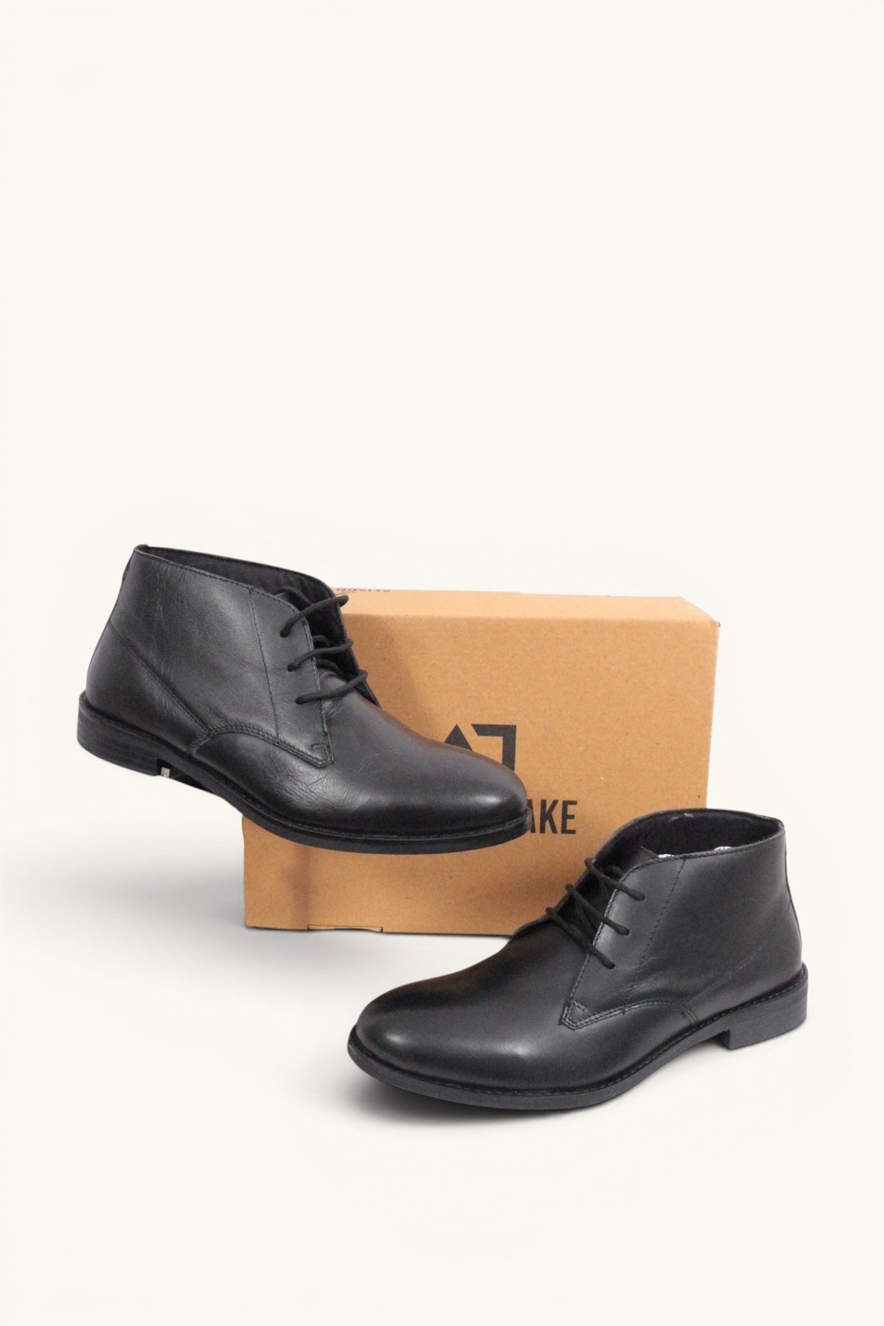 Frippindealz Bottines Derby montantes en cuir noir pour homme, neuves avec boîte, fermeture à lacets.