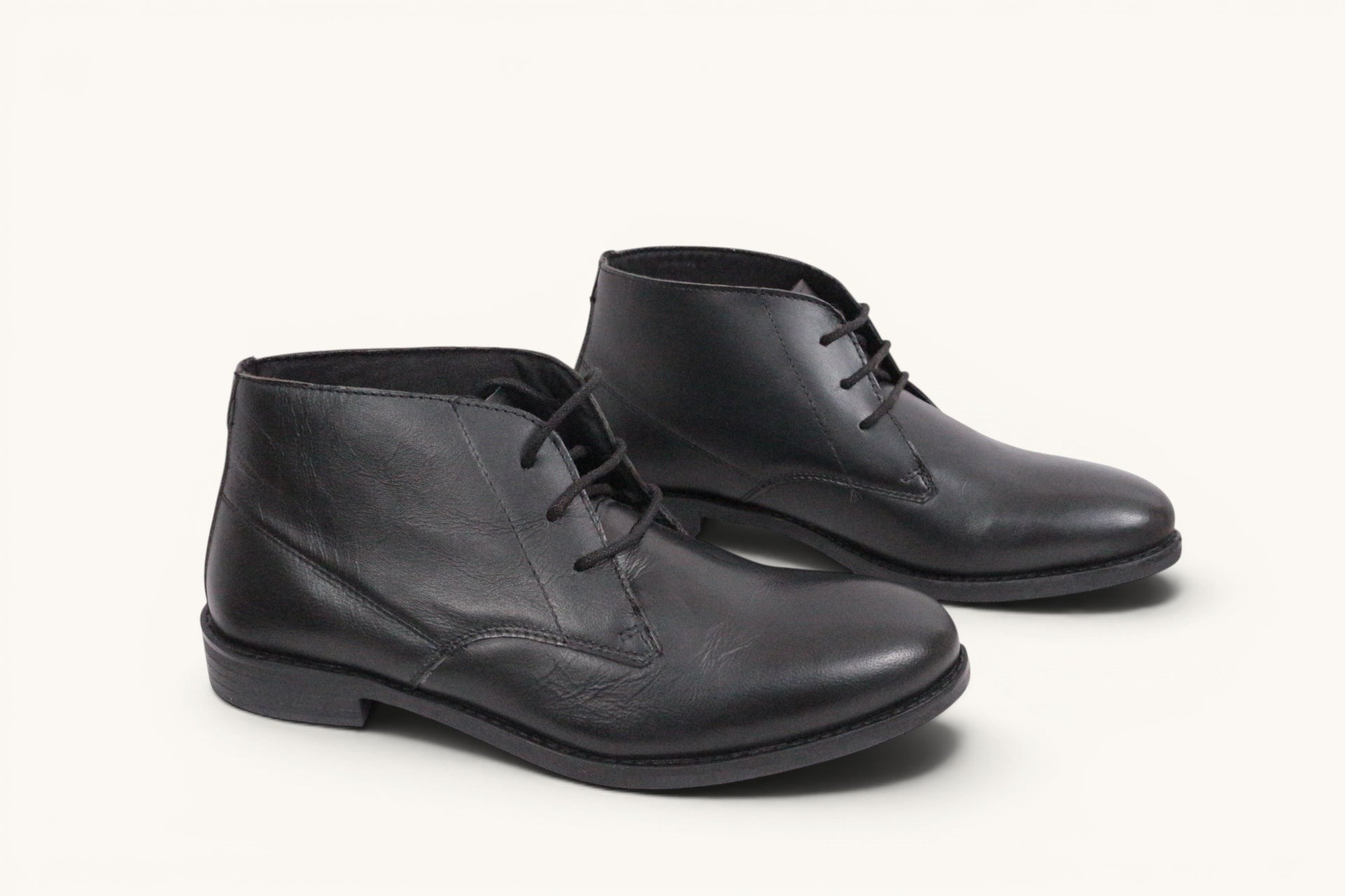 Frippindealz Bottines derby montantes en cuir noir pour homme, neuves avec boîte, fermeture à lacets.