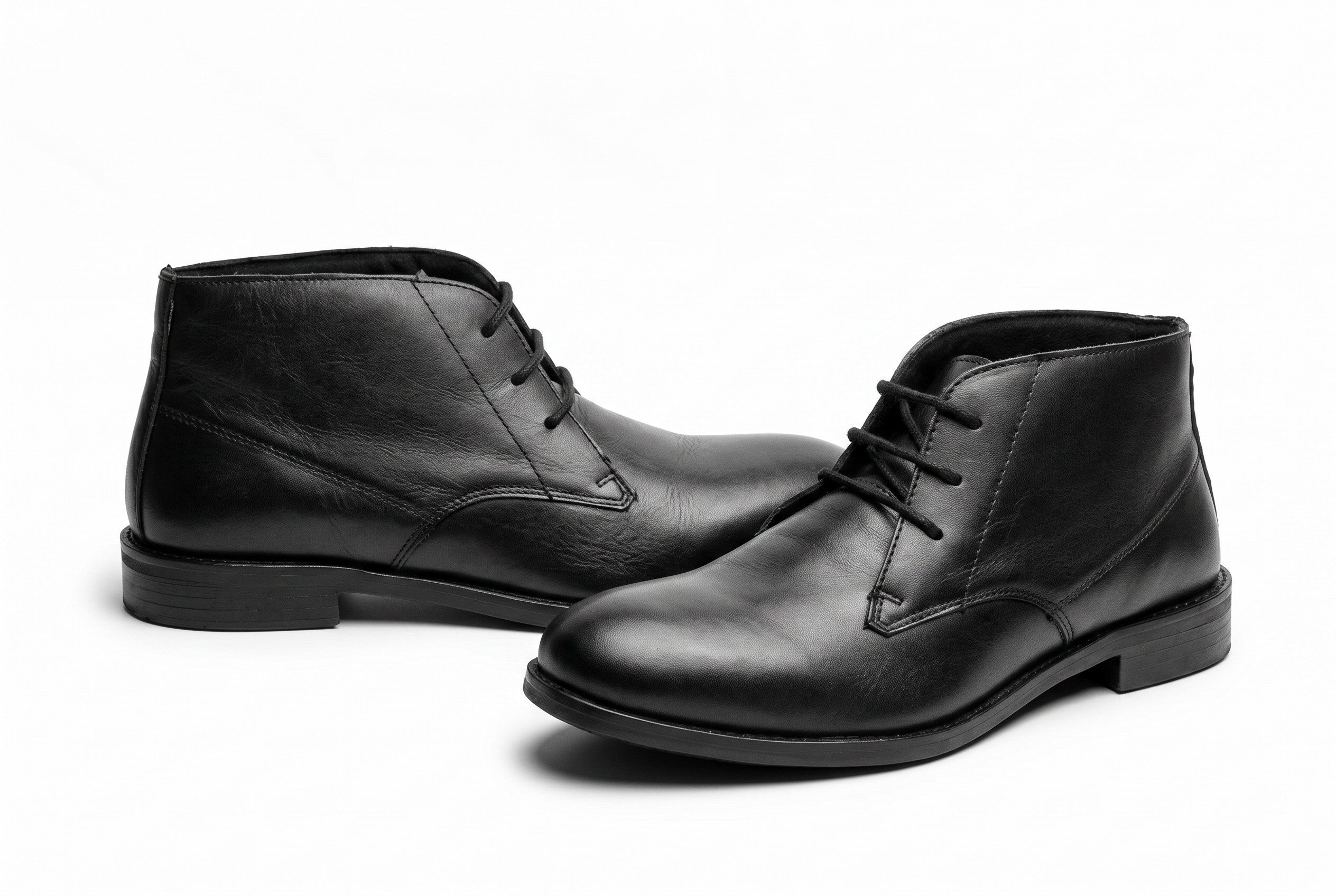 Frippindealz Bottines Derby montantes en cuir noir pour homme, neuves avec boîte, fermeture à lacets.