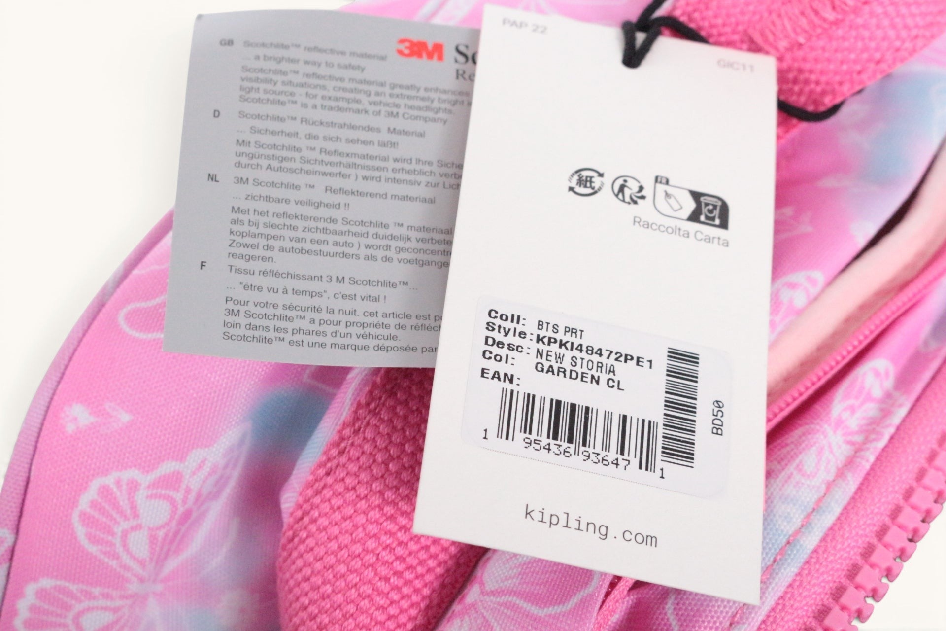 Frippindealz cartable Kipling New Storia rose à motifs papillons avec étiquette neuve et détails réfléchissants 3M