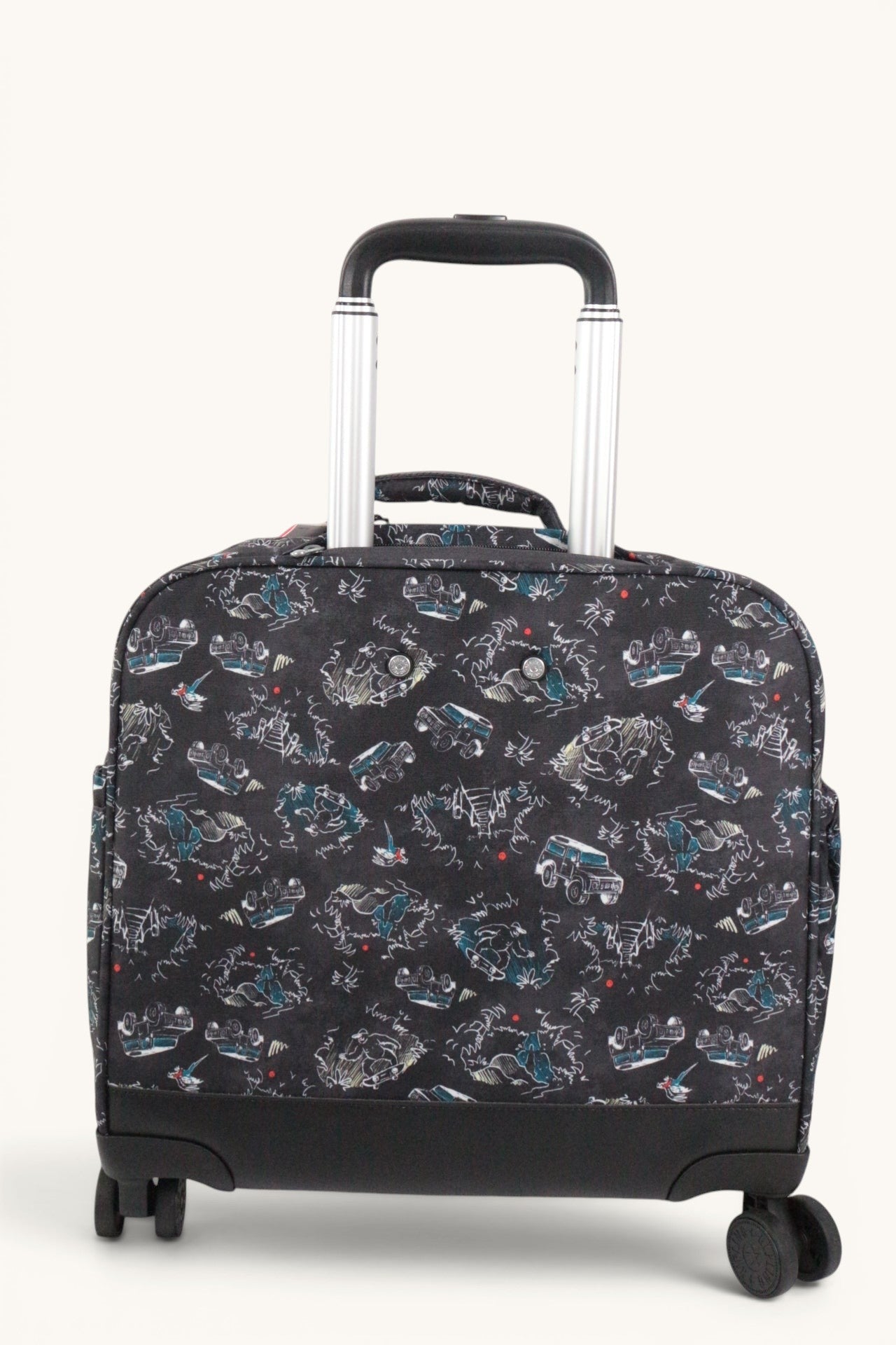 Cartable à roulettes Frippindealz Kipling New Storia noir avec motifs aventure, 4 roues pivotantes et poignée télescopique