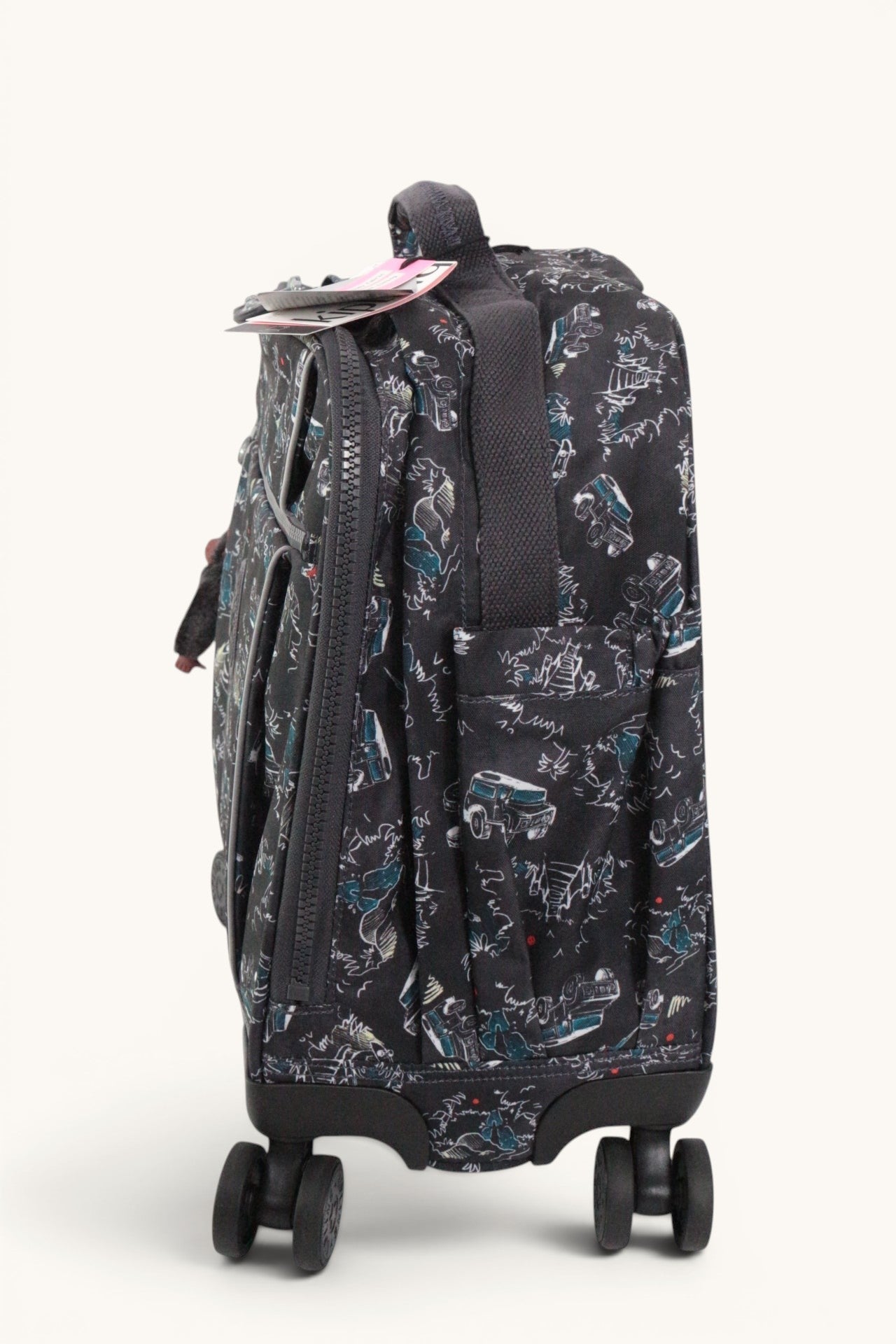 Cartable à roulettes Frippindealz Kipling New Storia noir à motifs aventure avec 4 roues pivotantes et étiquette