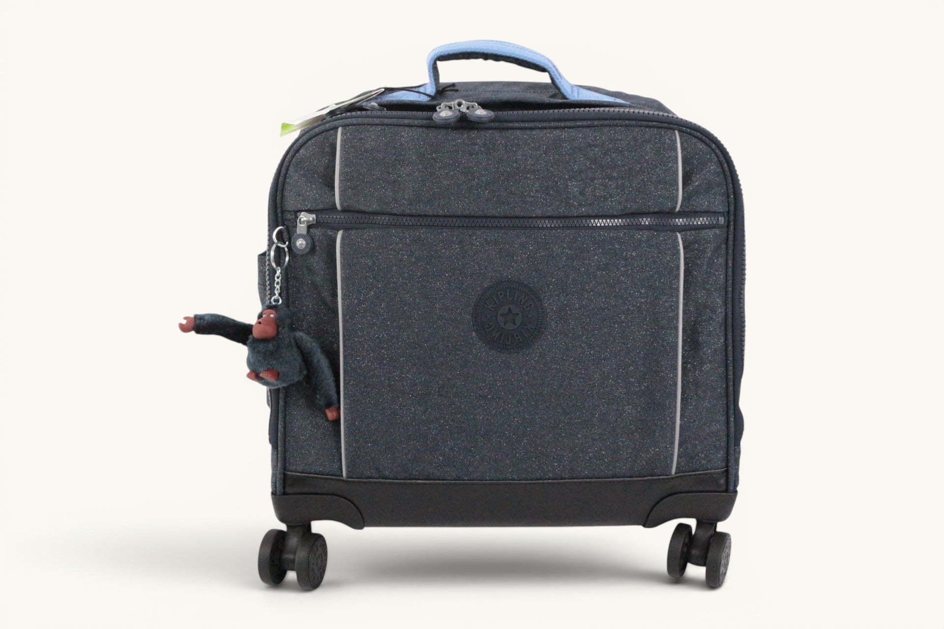 Frippindealz cartable à roulettes Kipling New Storia noir pailleté avec porte-clés singe et 4 roues pivotantes