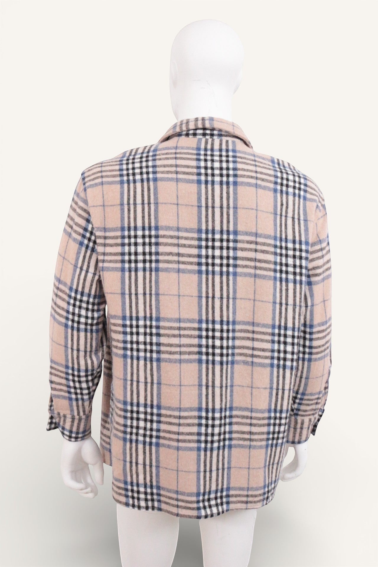 Frippindealz Chemise à carreaux beige, noire et bleue en acrylique, coton et polyester.