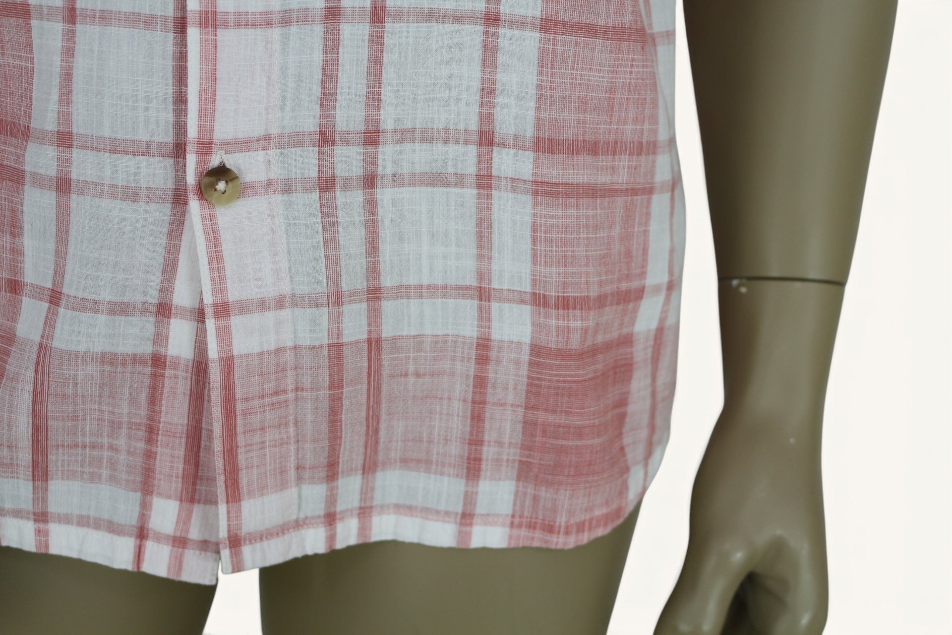 Chemise homme Frippindealz Mountain Warehouse à carreaux rose et blanc en coton avec boutons effet bois