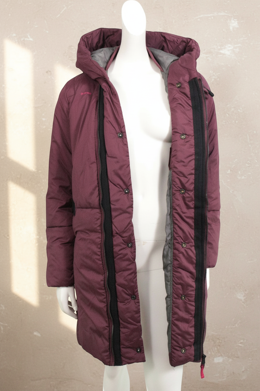 Doudoune longue Frippindealz G-Star Raw couleur bordeaux avec capuche et fermeture zippée pour femme