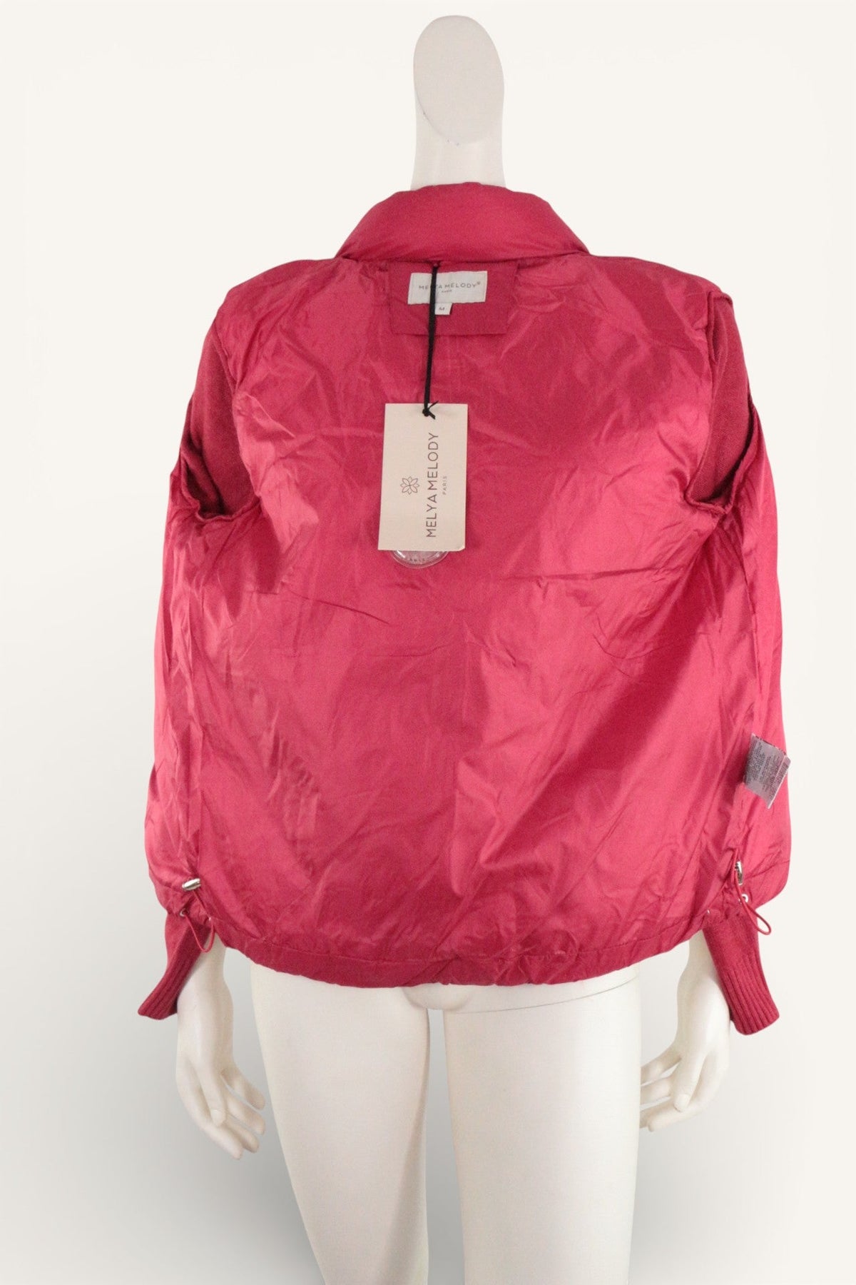 Doudoune rouge Melya Melody en polyester avec manches style pull et ajustement élastique à la taille