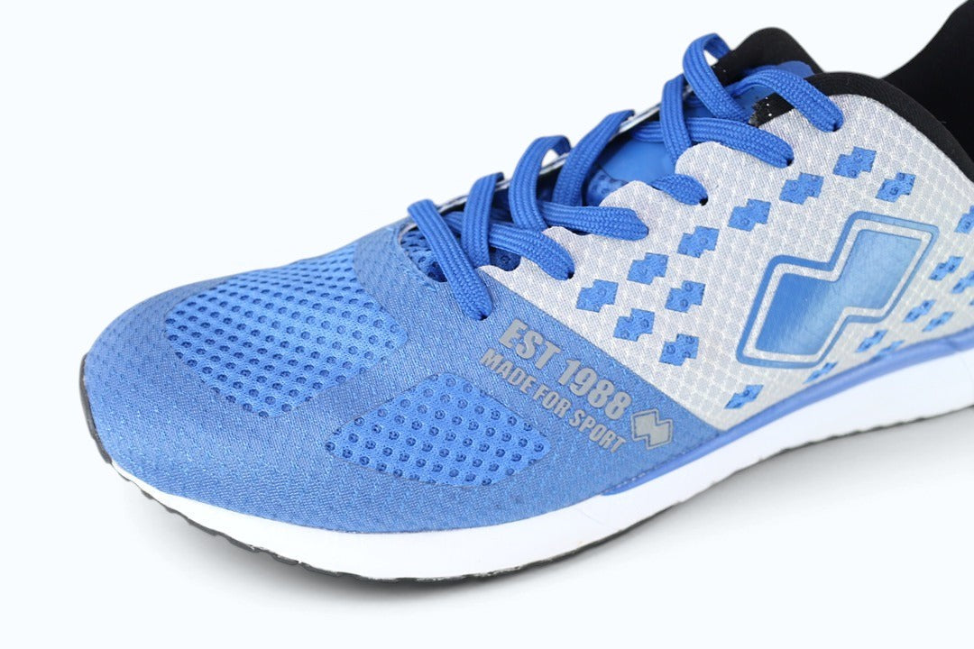 Chaussures de running Frippindealz Erreà en mesh bleu et gris avec lacets bleus et semelle amortissante blanche