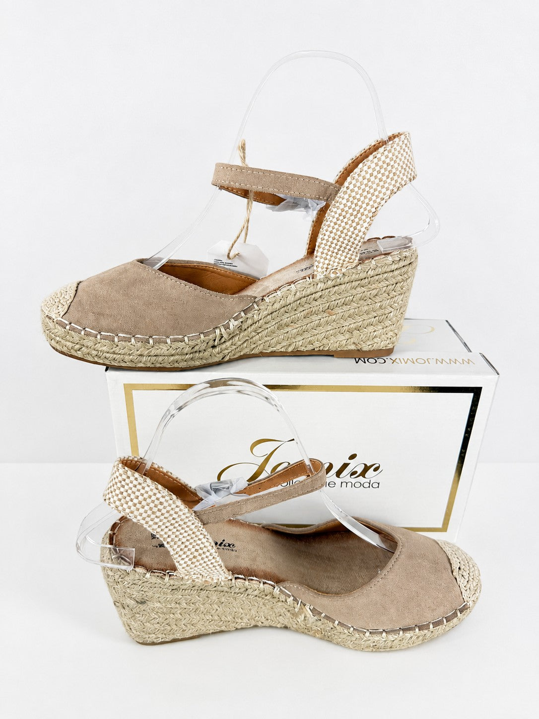 Espadrilles compensées Frippindealz Jomix marron taupe effet daim avec semelle en corde et bride réglable