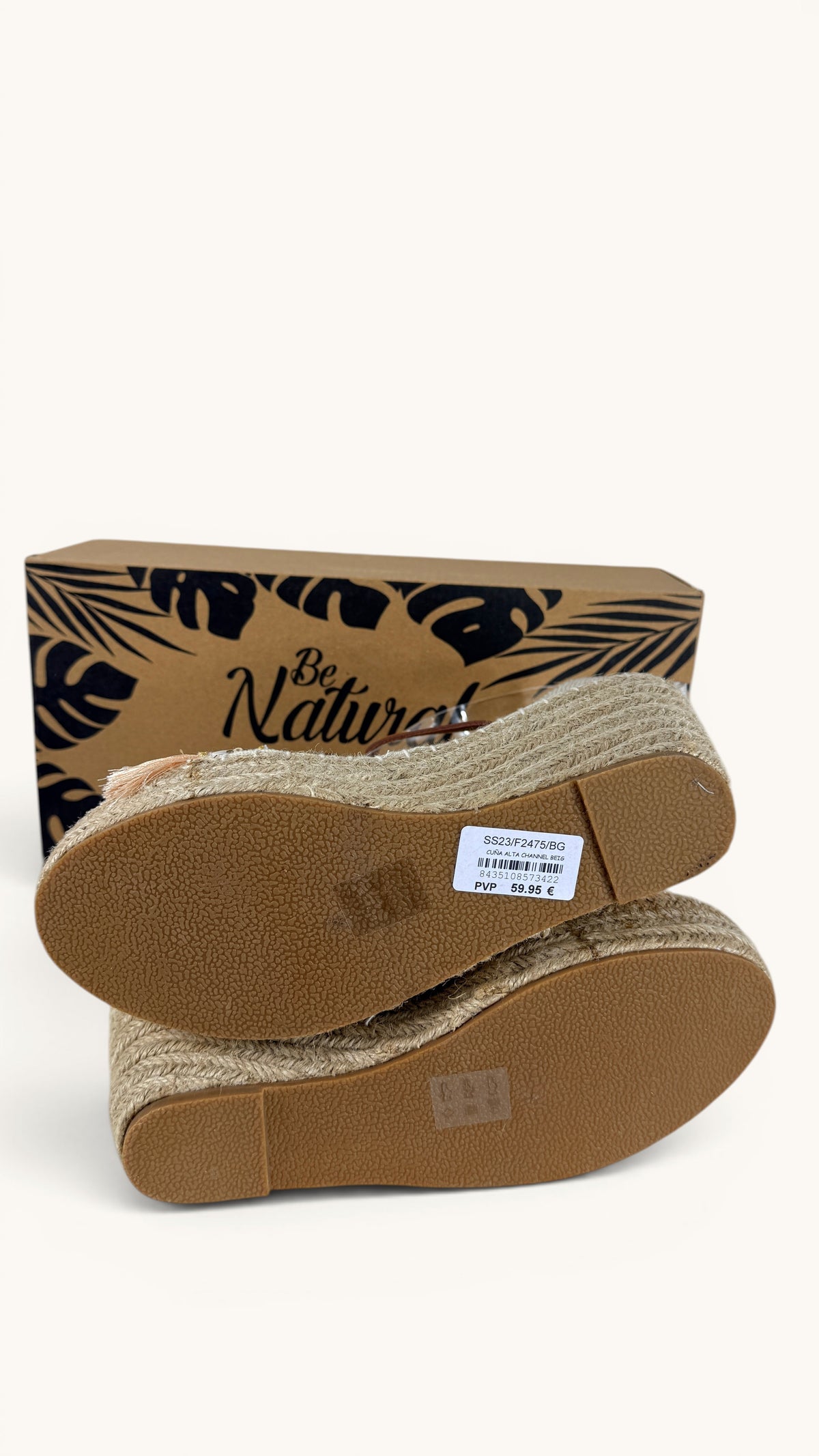 Espadrilles compensées Frippindealz Simó Sastre beige et rose à semelle corde tressée, neuves avec boîte.