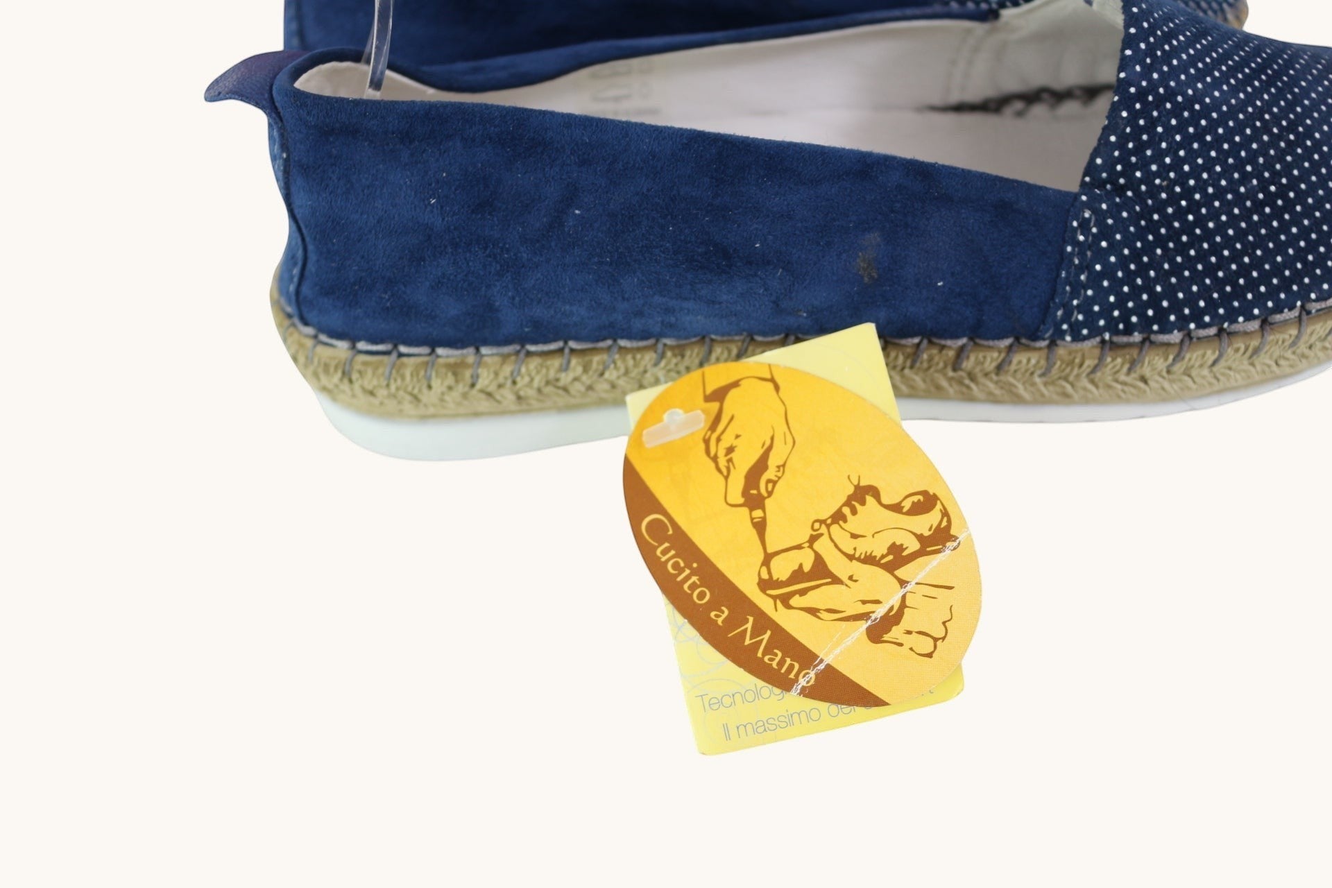 Espadrilles Frippindealz Walk In The City en cuir velours bleu marine avec détails micro-pois et semelle corde
