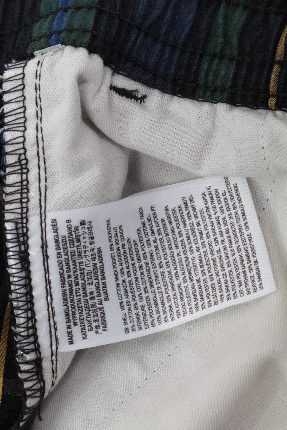 Étiquette de composition intérieure Frippindealz pour boxer Van's à carreaux en coton et polyester