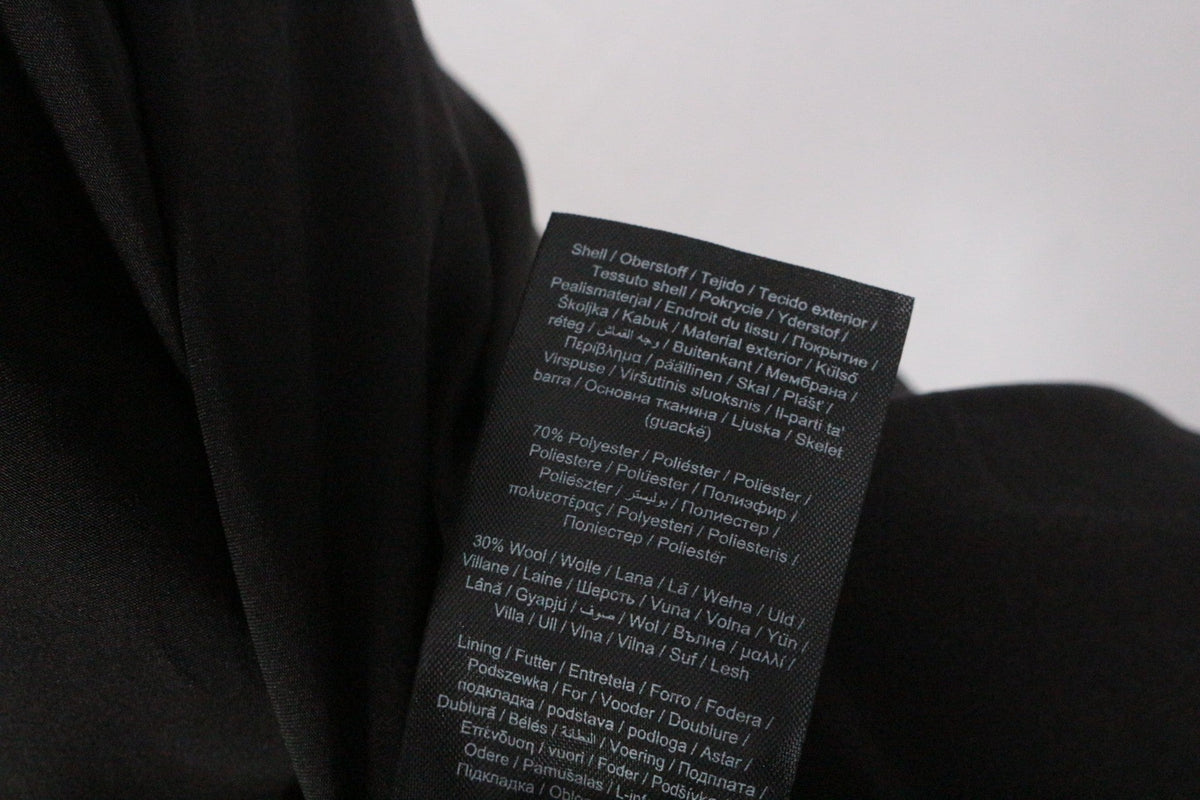 Étiquette de composition Frippindealz pour manteau Only en mélange laine et polyester noir