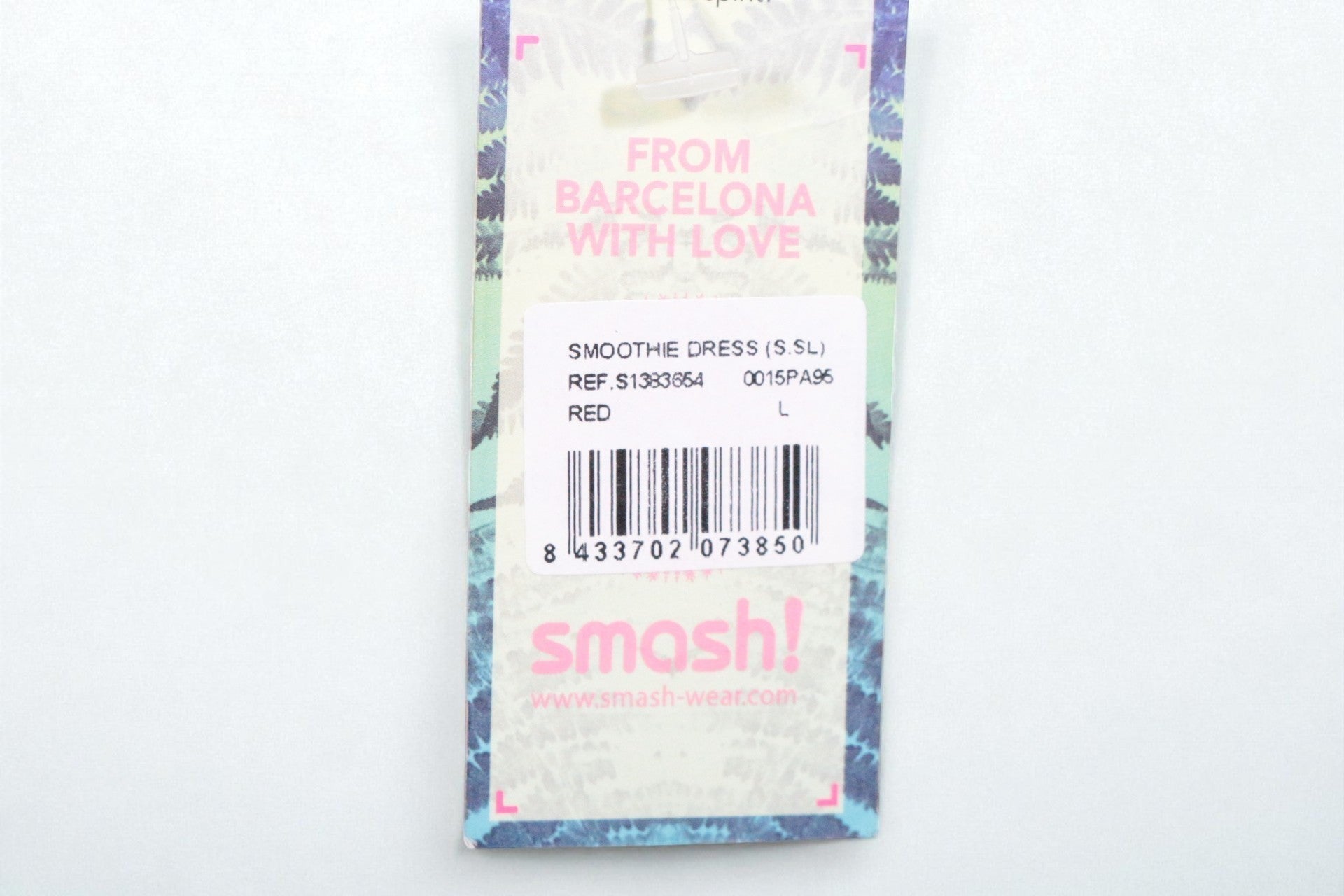 Étiquette de prix Frippindealz pour robe Smash multicolore avec code-barres et détails de taille L