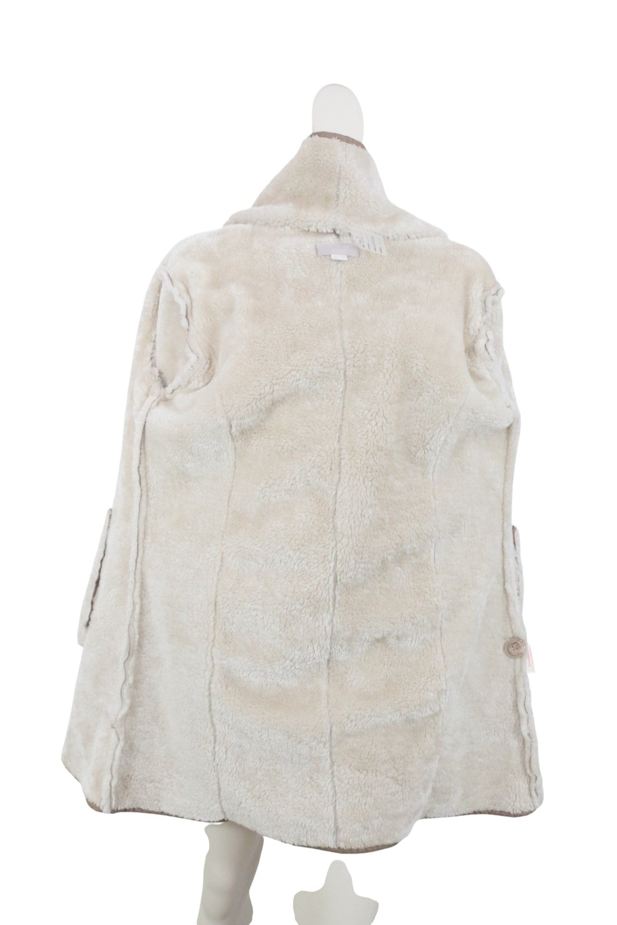 Manteau Frippindealz Gabriella Vincenza beige en polyester avec intérieur en fausse fourrure douce, vue arrière