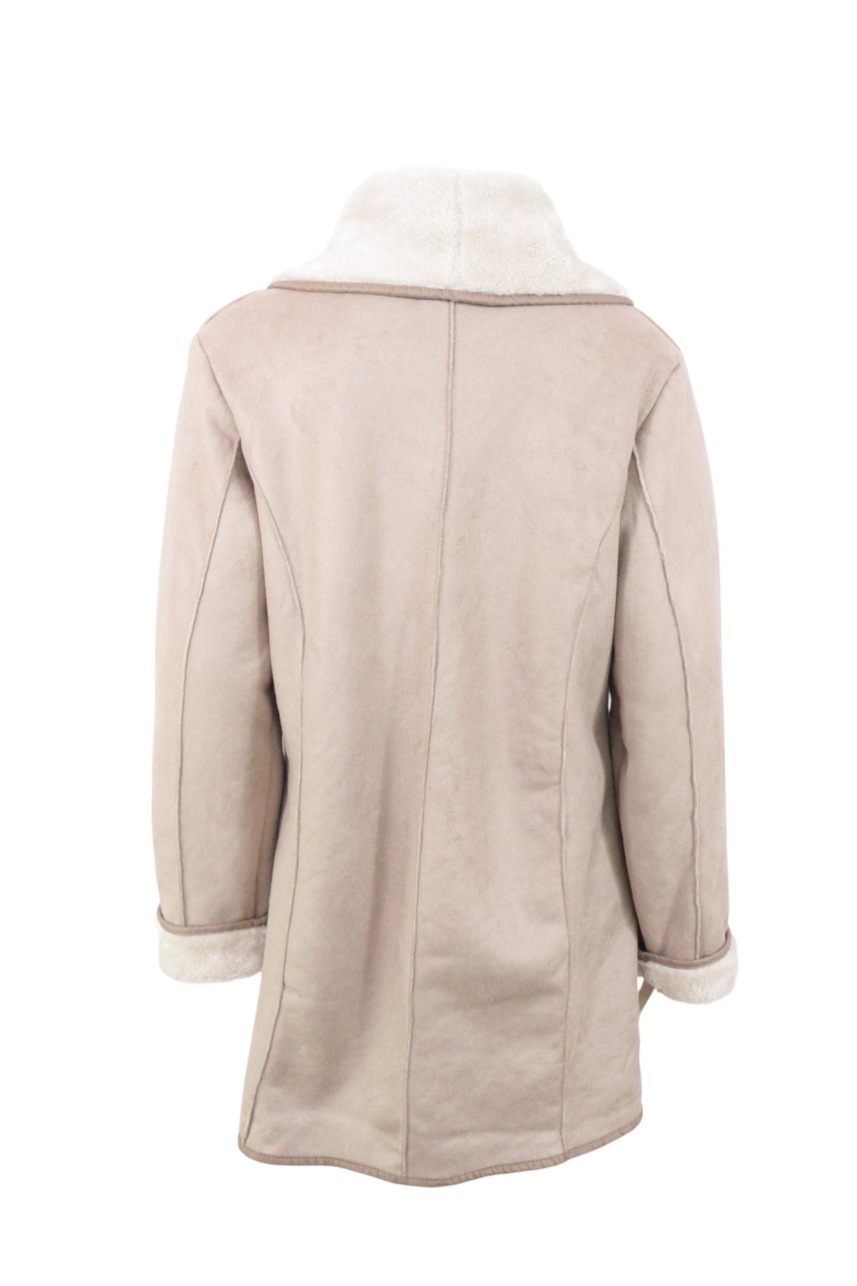 Manteau Frippindealz Gabriella Vincenza beige en polyester effet peau vintage avec col et revers en fausse fourrure