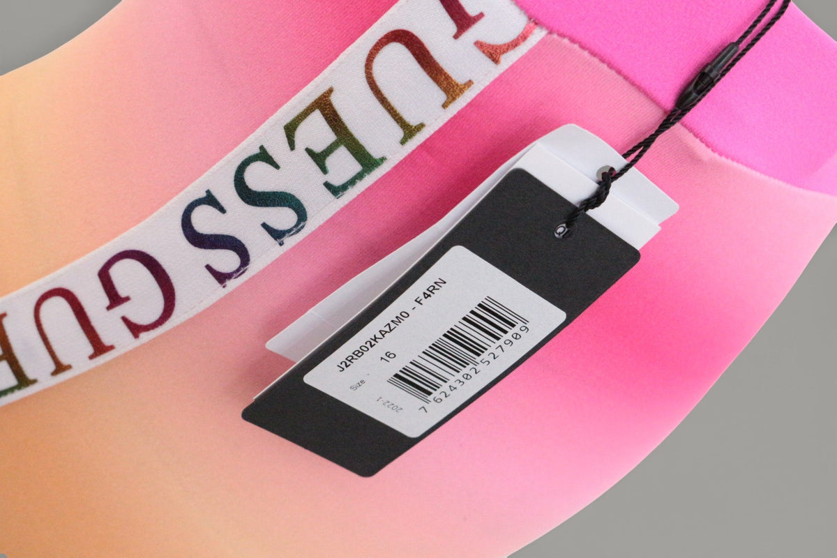 Legging multicolore Frippindealz Guess avec dégradé arc-en-ciel et logo imprimé sur la ceinture, neuf avec étiquette