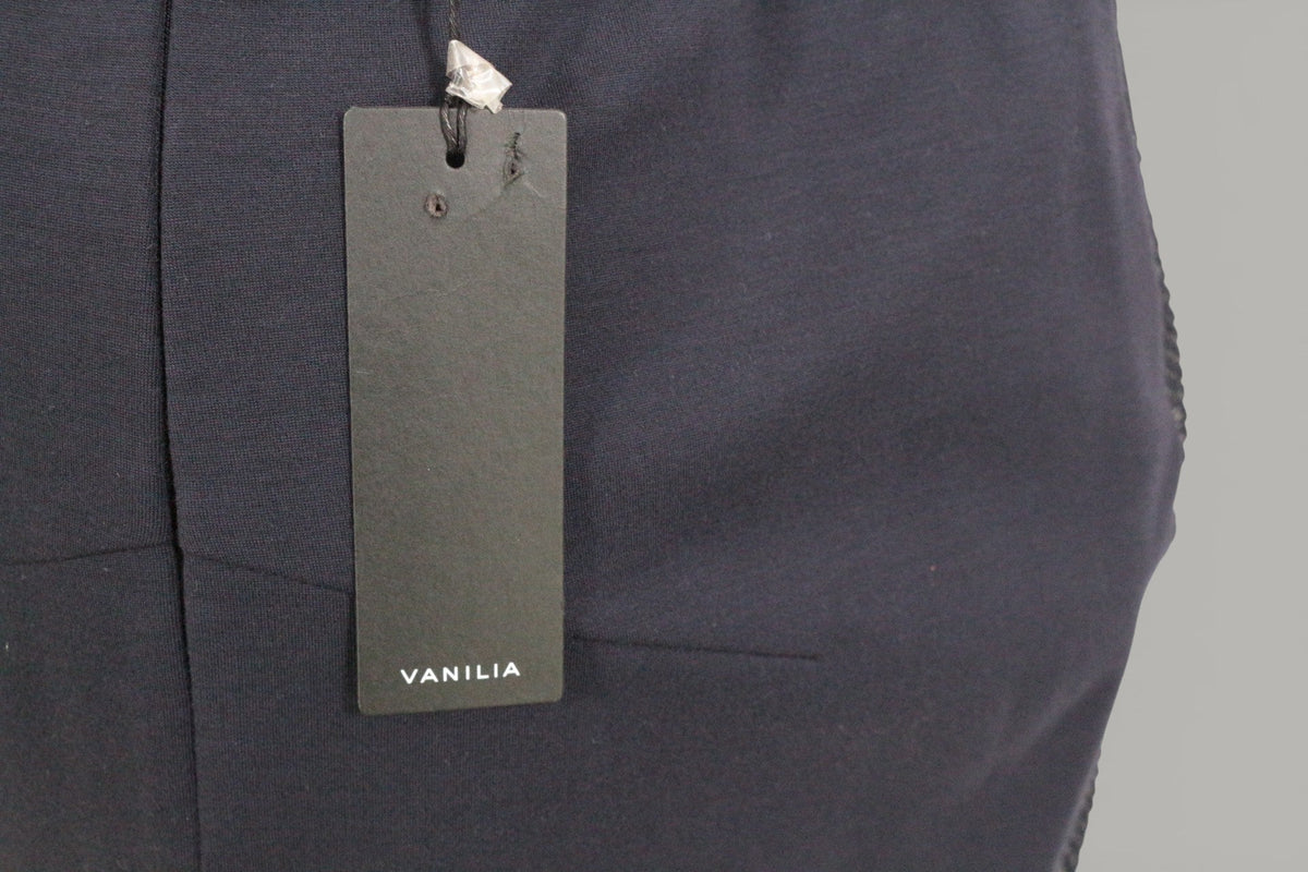 Jupe mi-longue bleu marine Frippindealz en mélange polyester et polyamide avec étiquette de marque Vanilia