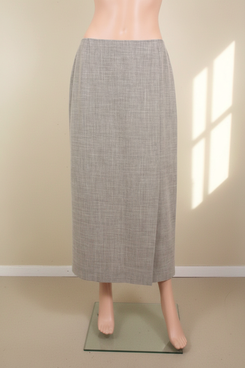 Jupe longue beige Frippindealz en mélange de lin, coupe droite et style minimaliste chic