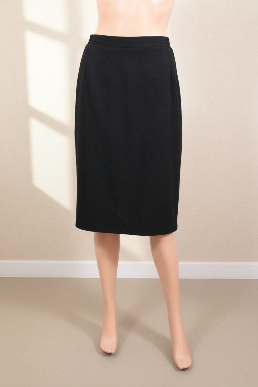 Jupe mi-longue noire Vincent Bastien en polyester avec coupe droite et taille haute, vendue par Frippindealz