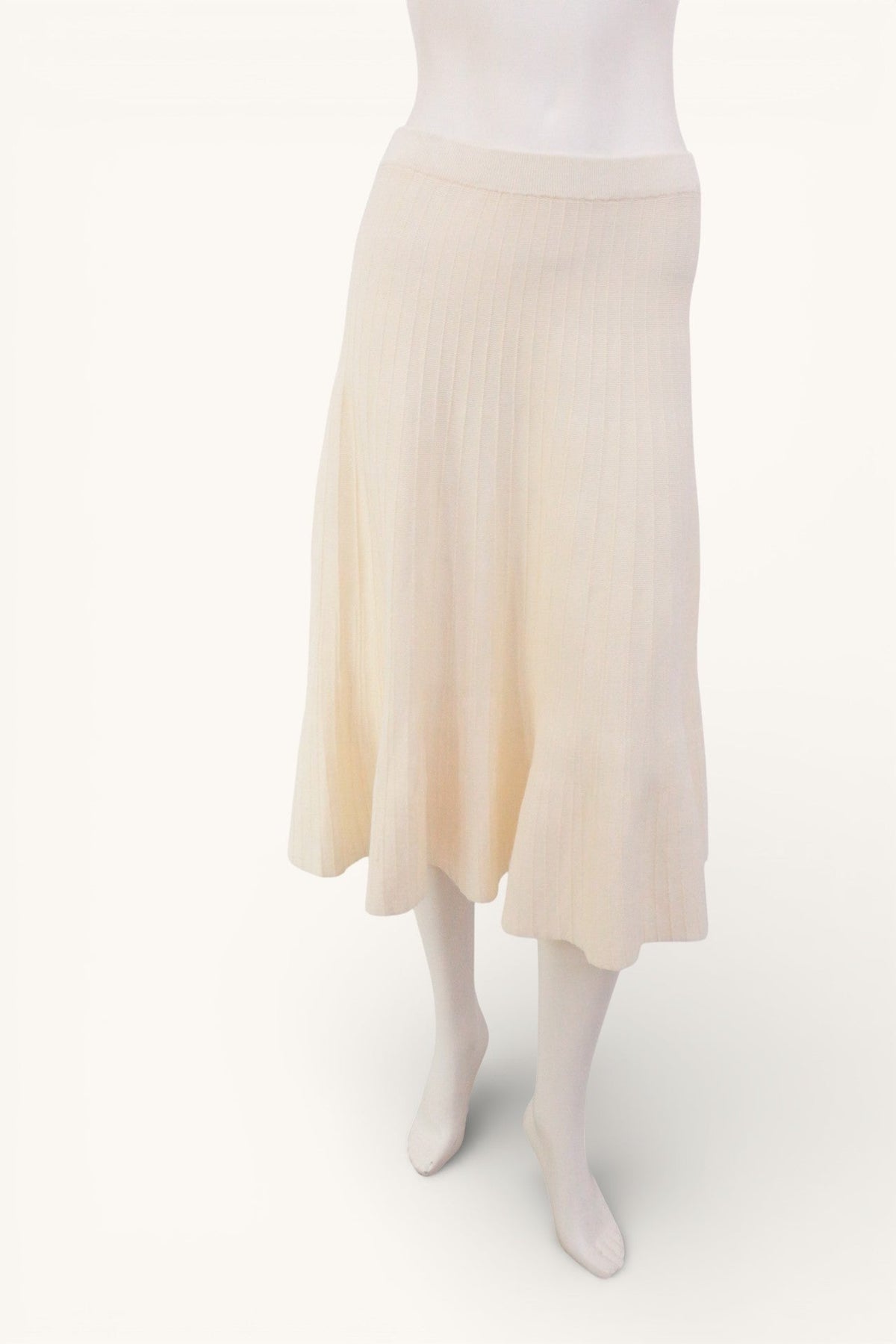 Jupe midi plissée crème Frippindealz en mélange de viscose et polyester, coupe fluide et élégante