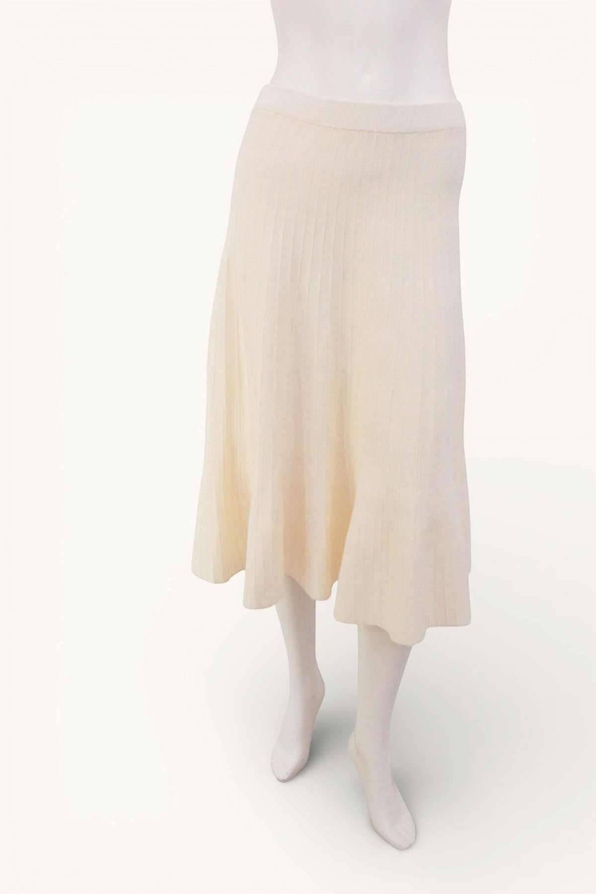 Jupe midi plissée crème Frippindealz en mélange de viscose et polyester, coupe fluide et élégante