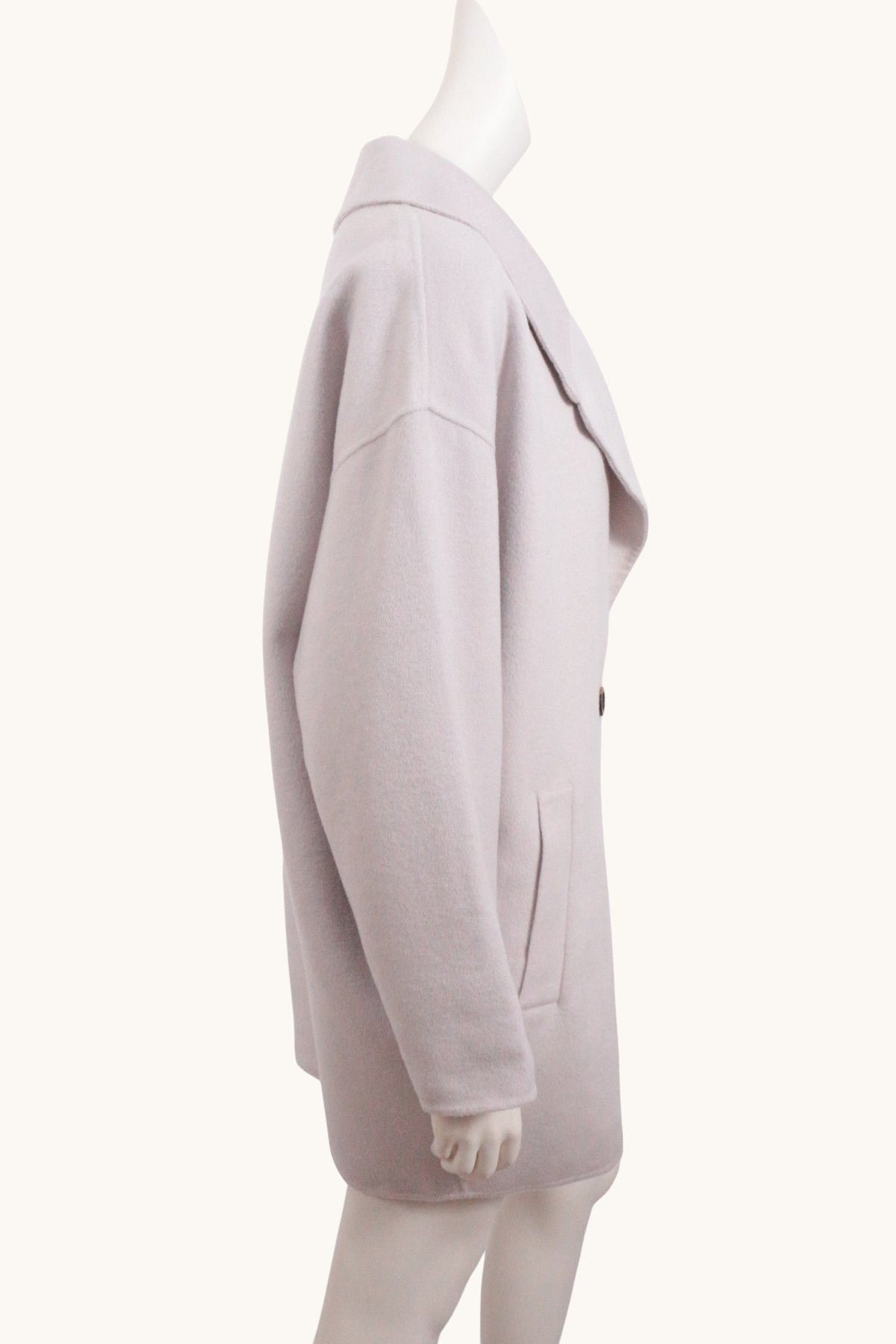 Manteau beige en laine Ted Baker pour femme, coupe élégante avec poches latérales, présenté par Frippindealz