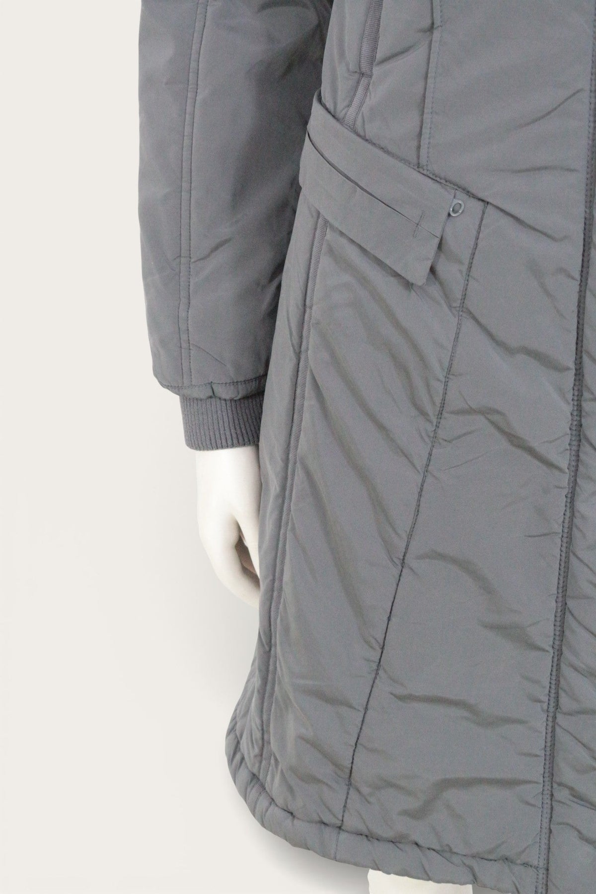 Manteau long imperméable gris Frippindealz en polyester avec poches latérales et finitions côtelées aux poignets
