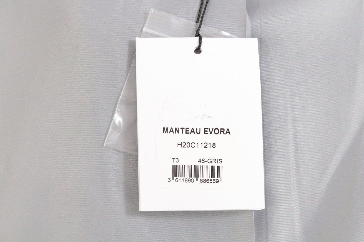 Étiquette de prix et détails du manteau long gris Suncoo chez Frippindealz avec référence Evora
