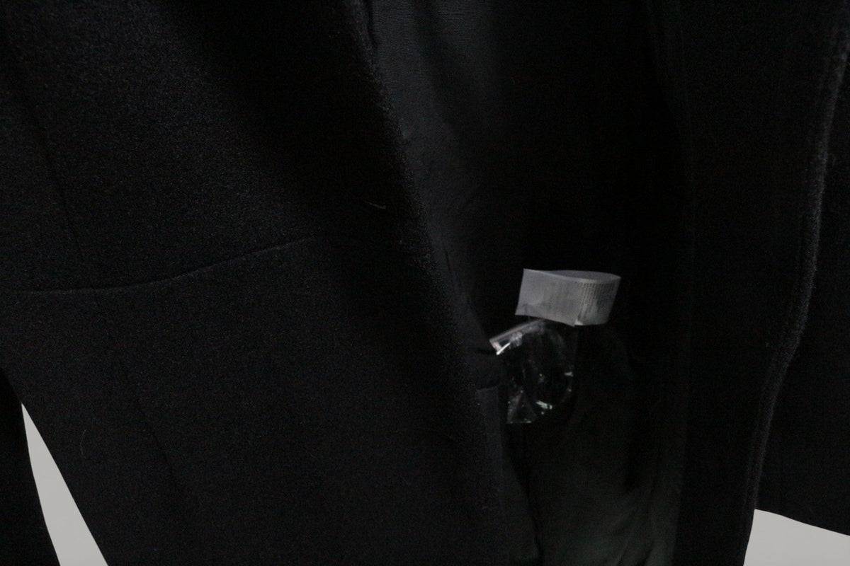 Manteau mi-long noir Frippindealz en mélange de polyester et viscose avec fermeture à boutons classique