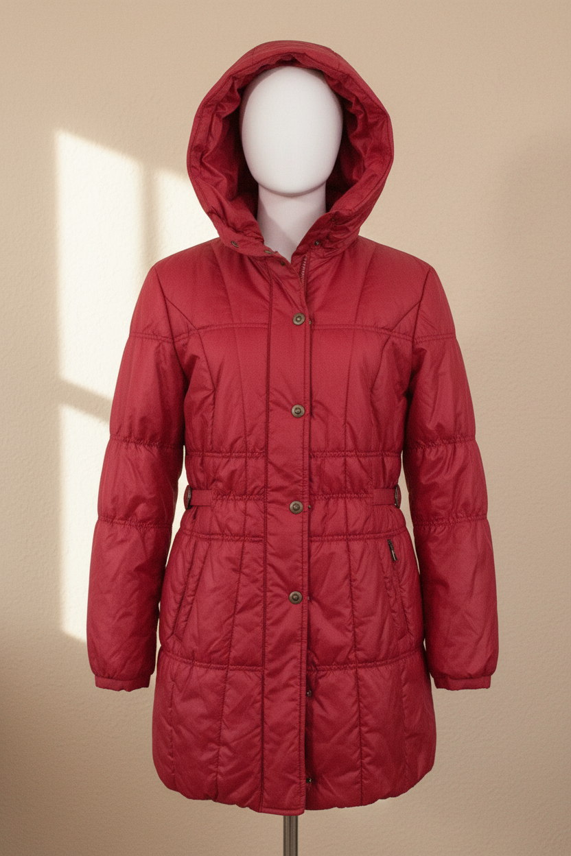 Manteau Frippindealz Taifun rouge en polyester avec capuche, coupe ajustée et poches zippées, taille XXL