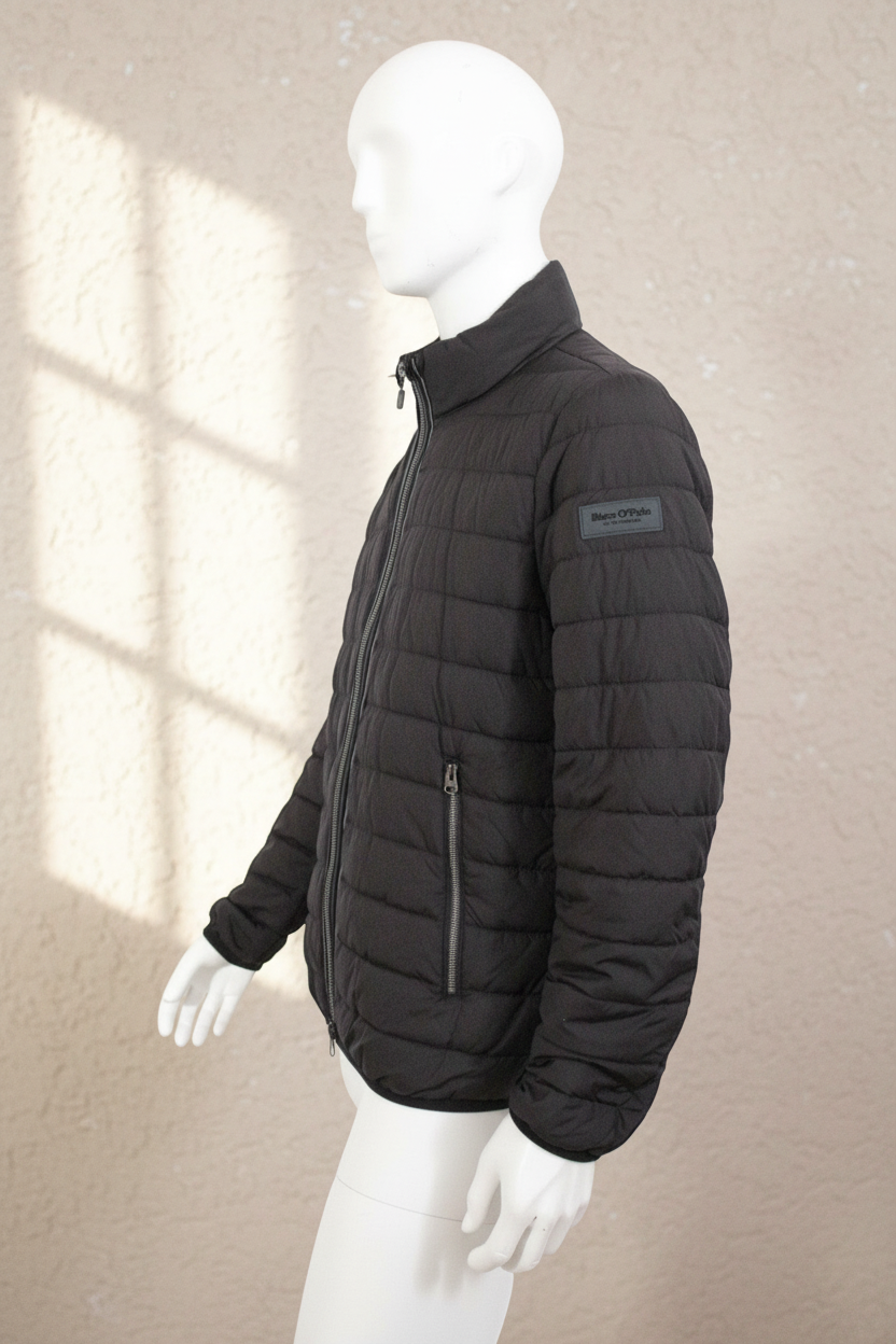 Doudoune noire pour homme Frippindealz en polyamide et polyester avec col montant et fermeture zippée