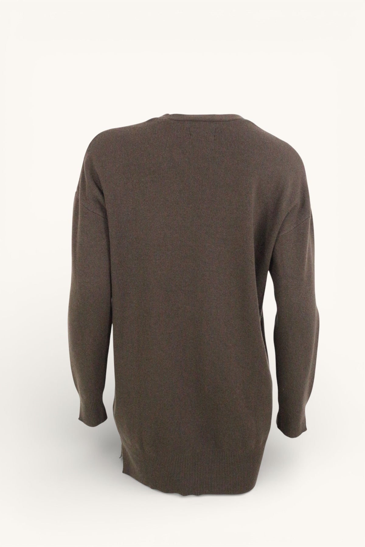 Vue arrière d'un pull marron Frippindealz Marc O Polo en mélange de laine, viscose, polyamide et cachemire