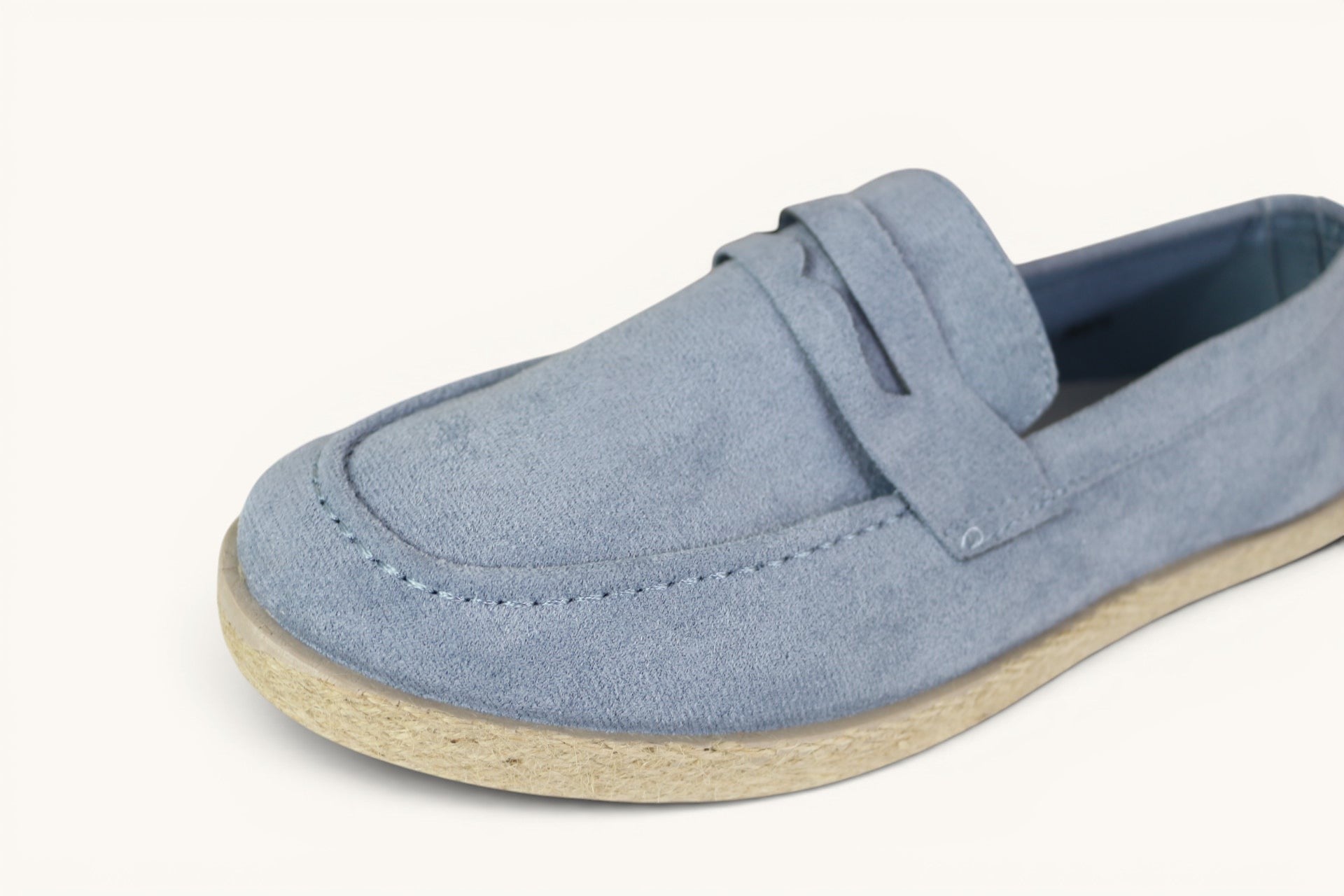 Mocassin homme Frippindealz bleu ciel effet daim avec semelle façon corde style espadrille