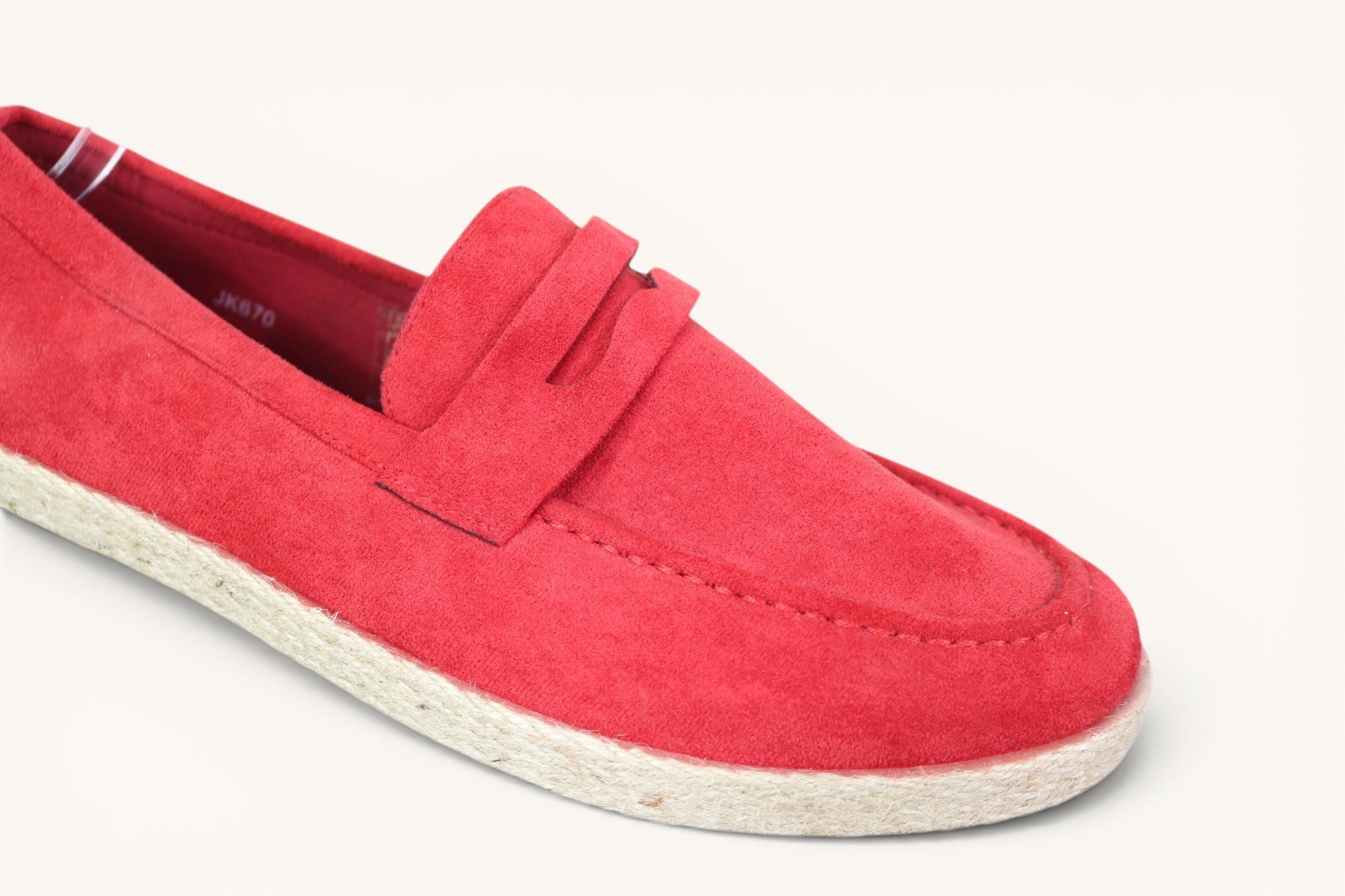 Mocassin homme Frippindealz Kadiman rouge effet daim avec semelle façon corde style espadrille