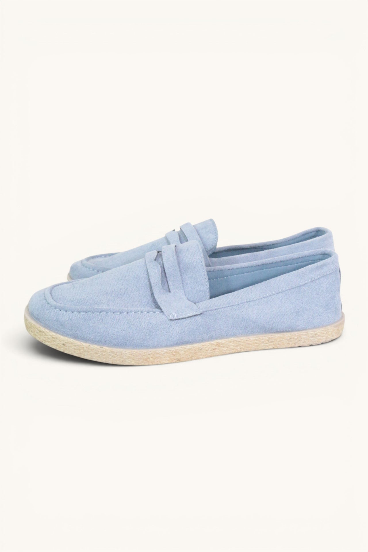 Mocassins homme Frippindealz Kadiman bleu ciel effet daim avec semelle façon corde style espadrille