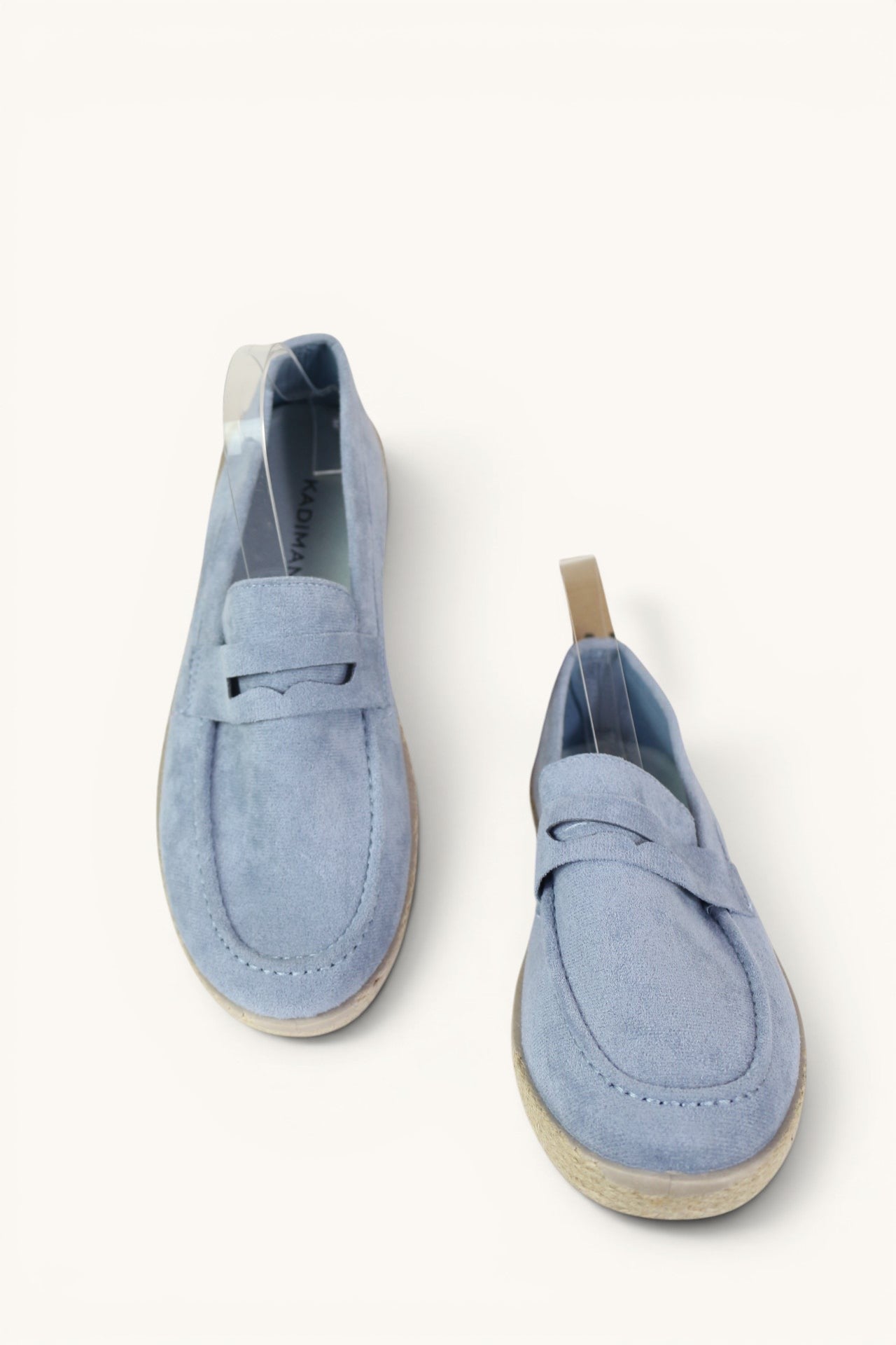 Mocassins homme Frippindealz Kadiman bleu ciel effet daim avec semelle façon corde style espadrille