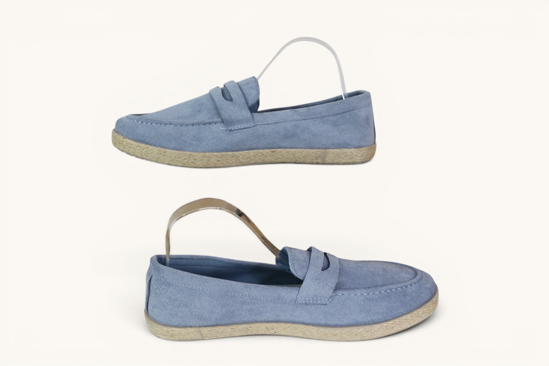 Mocassins homme Frippindealz bleu ciel effet daim avec semelle façon corde style espadrille