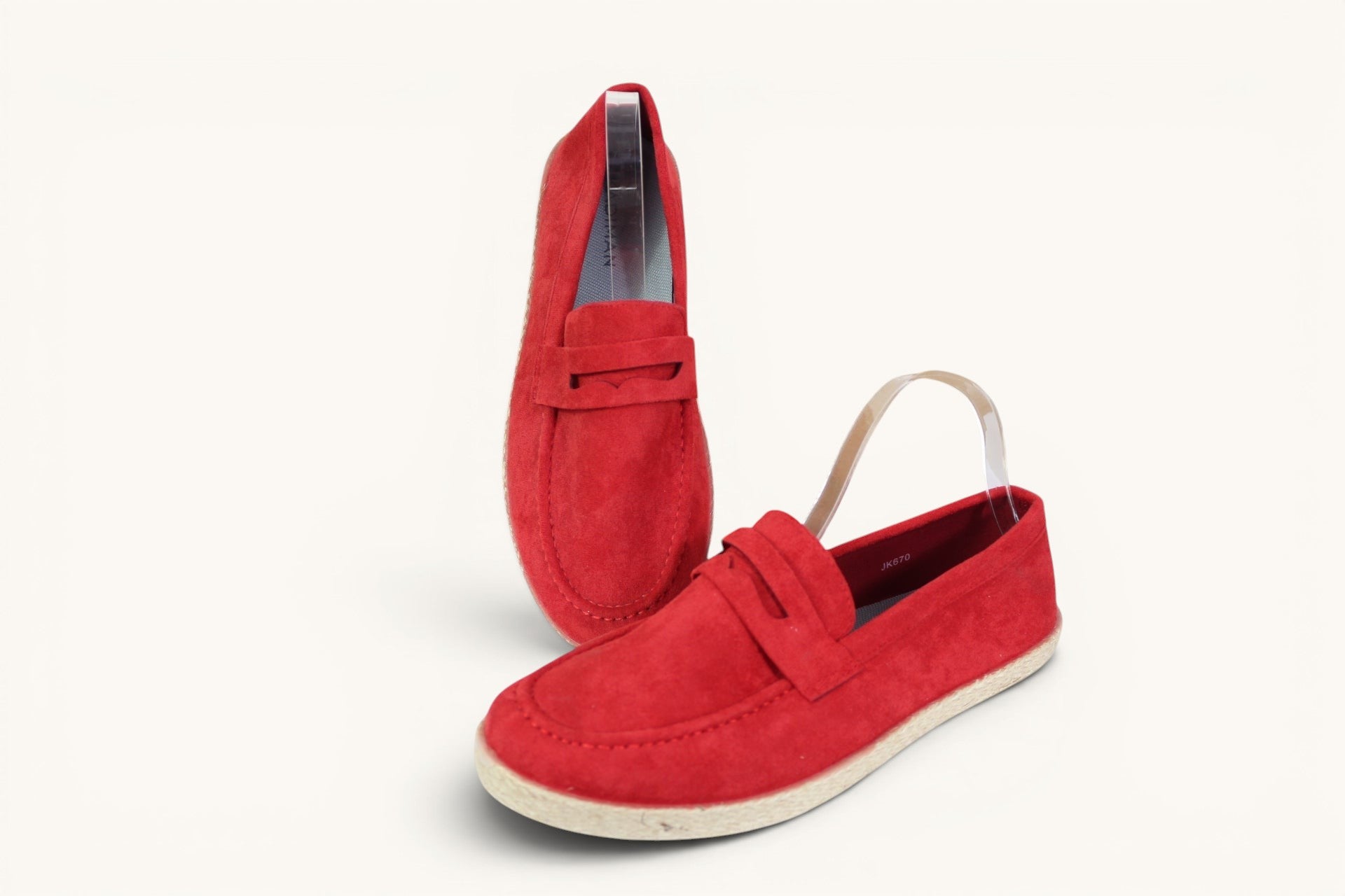 Mocassins homme Frippindealz Kadiman rouges effet daim avec semelle façon corde style espadrille