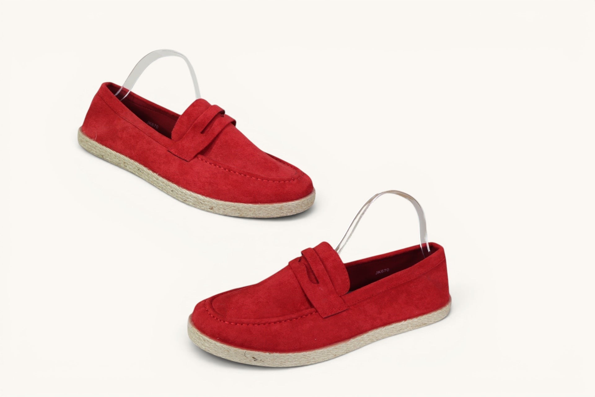 Mocassins homme Frippindealz Kadiman rouges effet daim avec semelle façon corde style espadrille