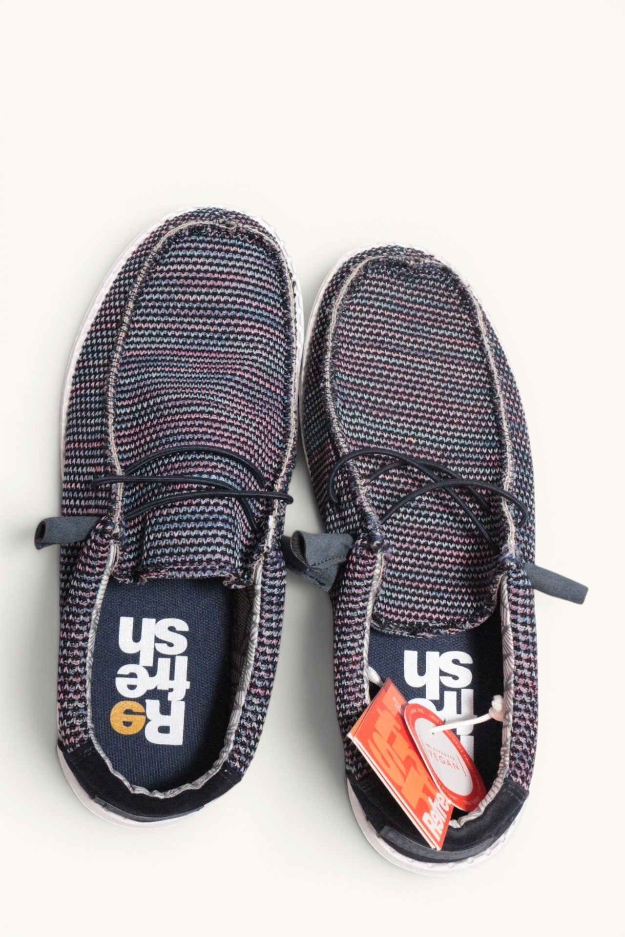 Mocassins Refresh Frippindealz bleu marine en textile tissé avec semelle légère et lacets décoratifs