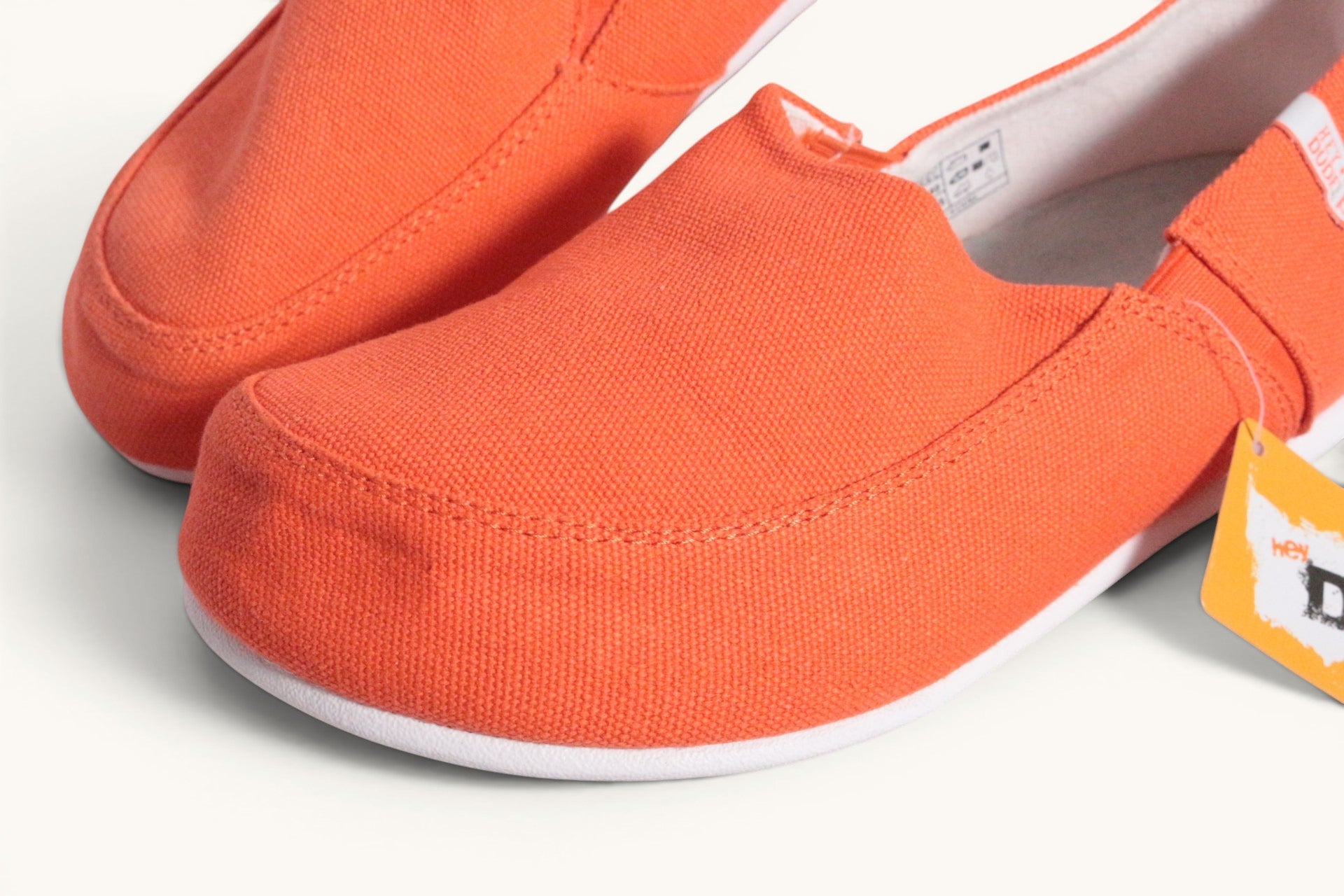 Frippindealz Mocassins textile orange pour femme et homme, légers et respirants, semelle amovible.