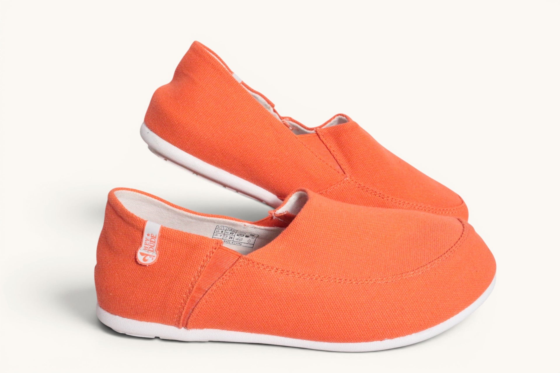 Frippindealz Mocassins textile orange pour femme, confortables et respirants, semelle amovible.