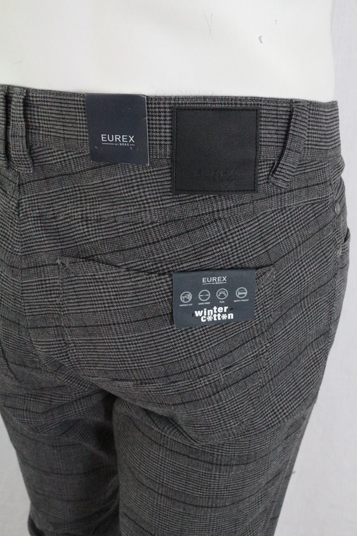 Pantalon de costume Frippindealz BRAX Eurex gris à motif prince de Galles en coton mélangé avec étiquettes
