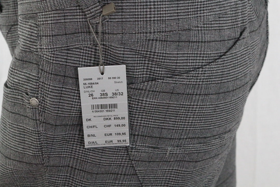 Pantalon de costume Frippindealz BRAX gris à motif prince de Galles avec étiquette de prix neuve