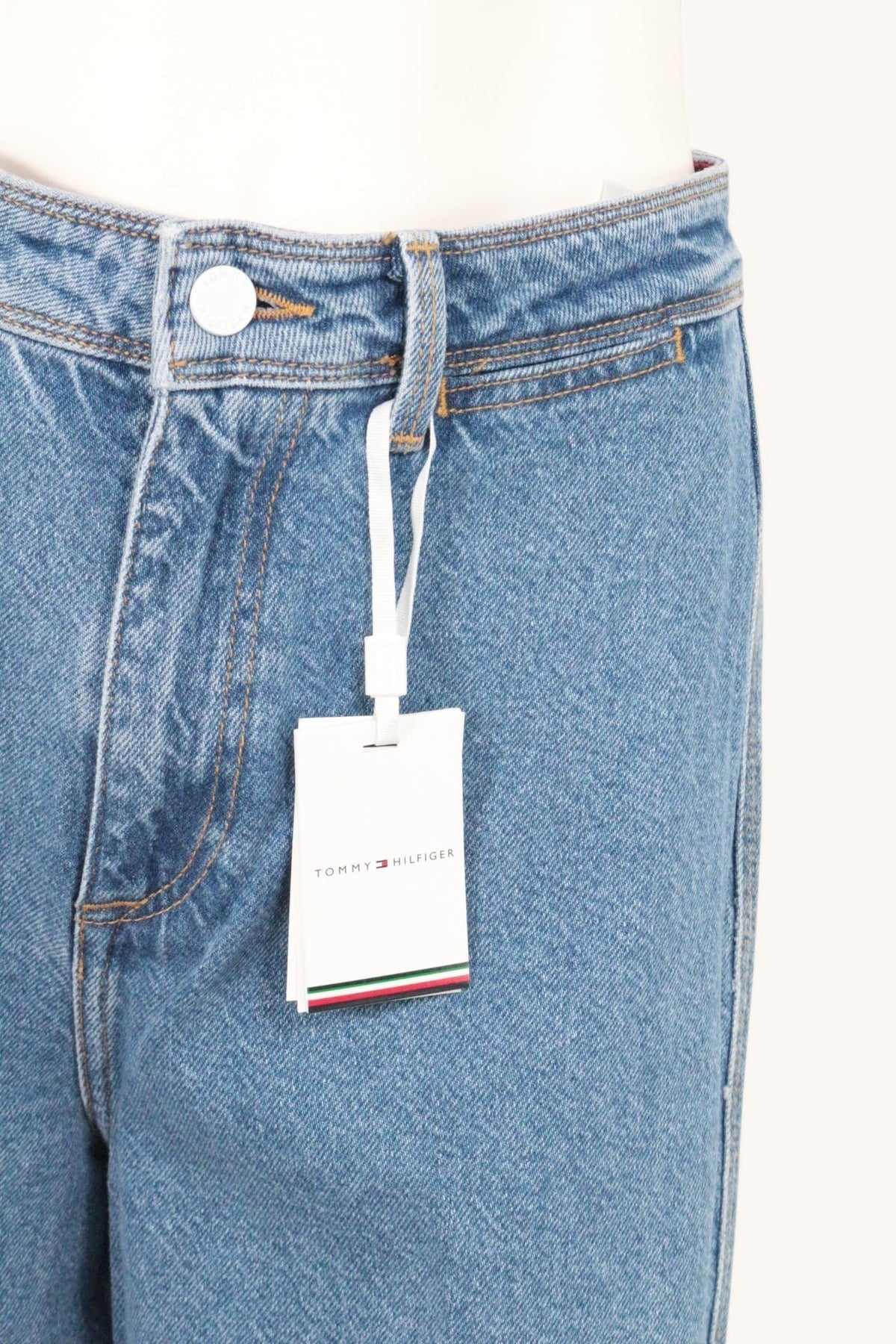 Pantalon en coton bleu Frippindealz Tommy Hilfiger taille haute avec étiquette neuve