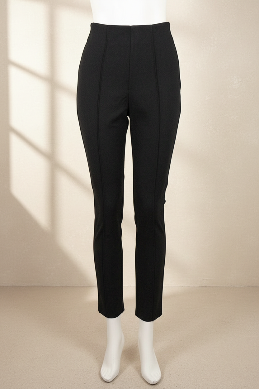Pantalon droit noir Frippindealz en coton avec coutures apparentes et taille haute structurée