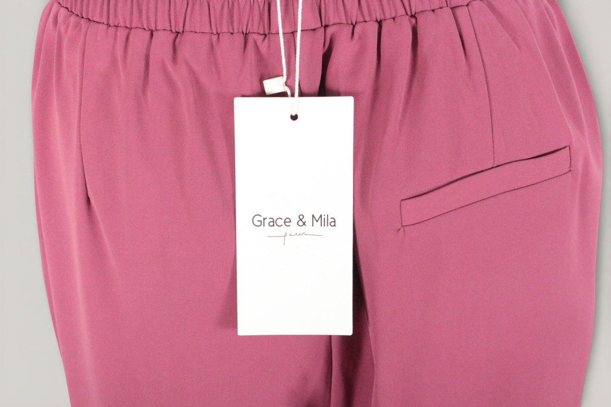 Pantalon Frippindealz Grace & Mila en polyester vieux rose avec étiquette de marque neuve et taille élastique